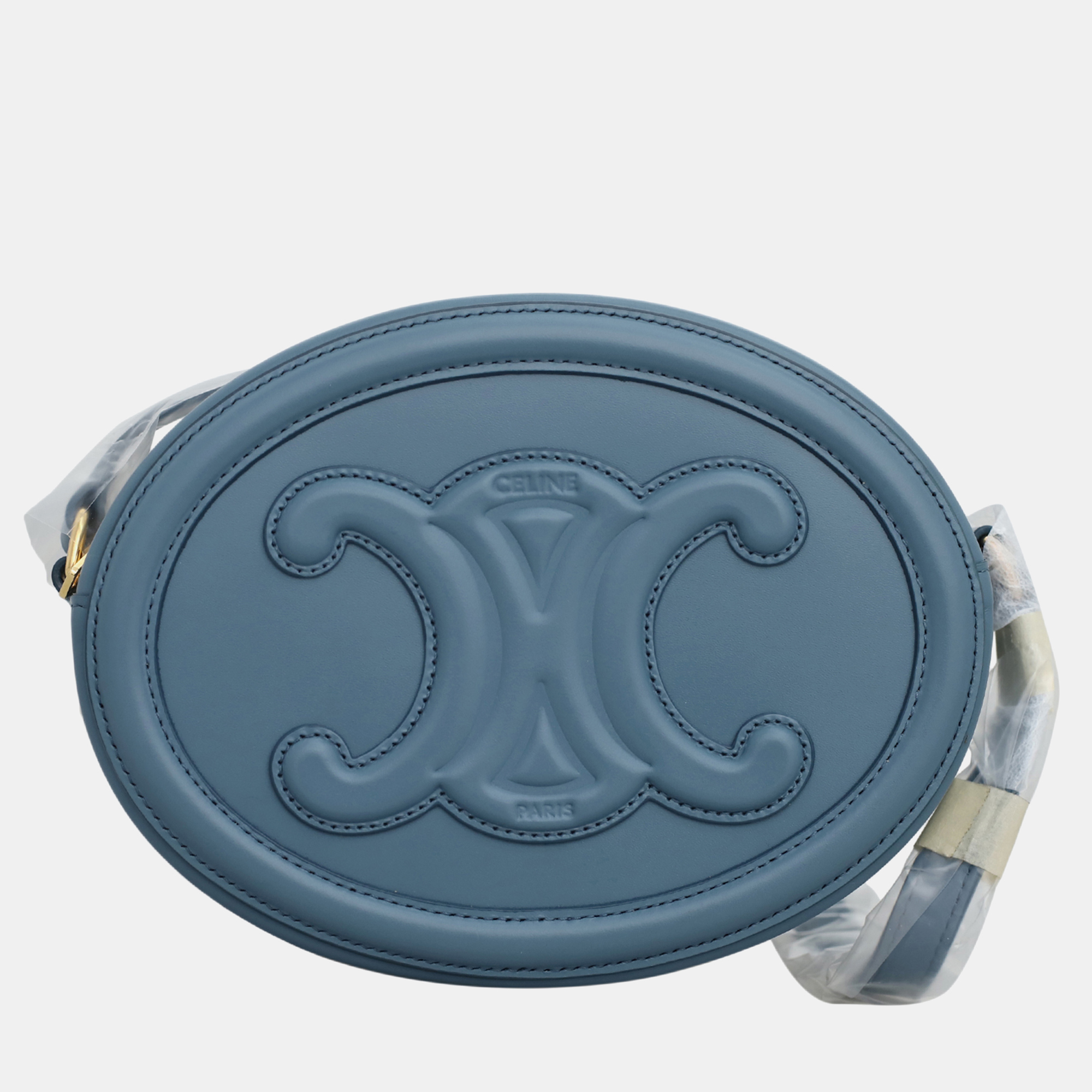 

Triomphe Oval Purse Crossbody Bag, Blue