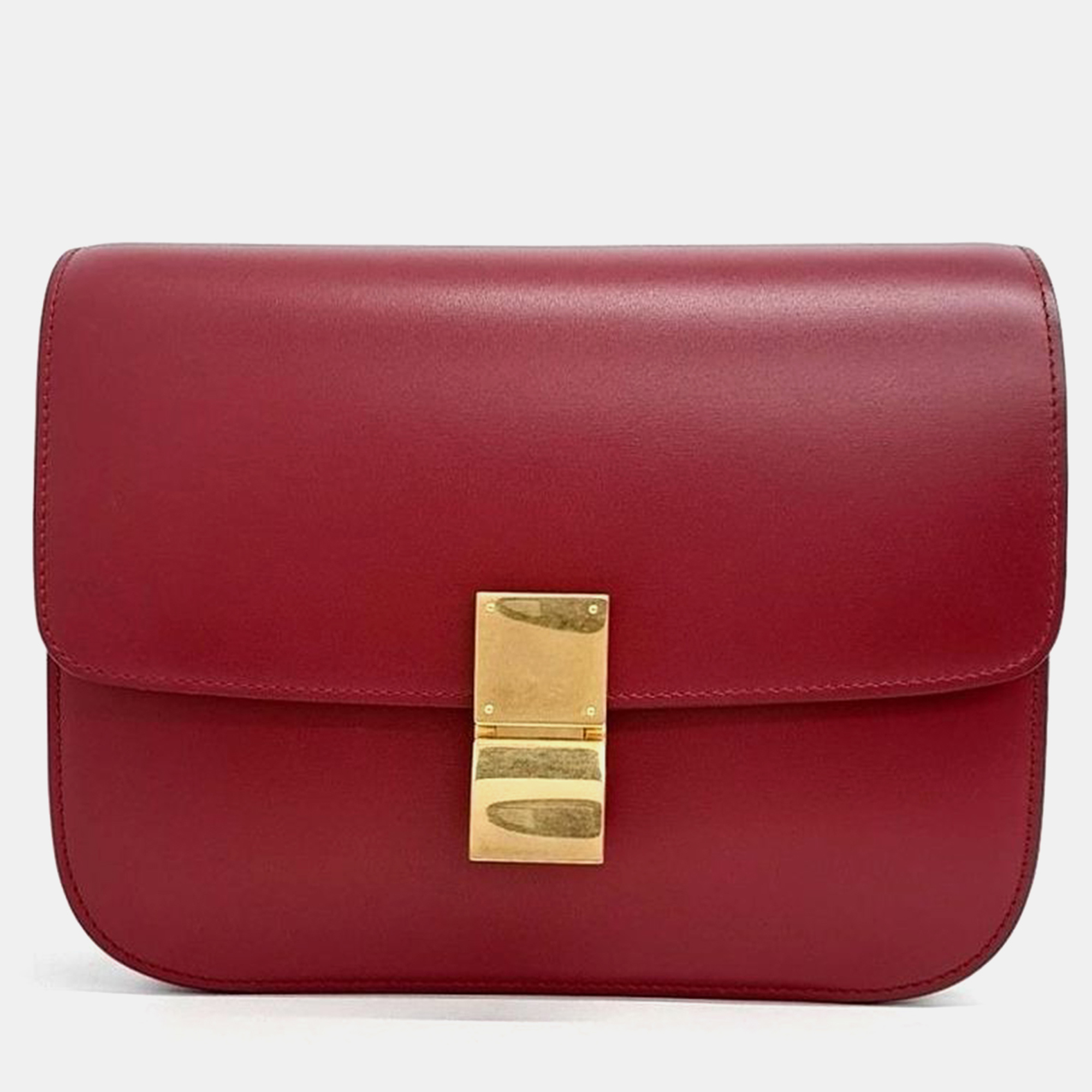 

Celine Red Leather Classic Box Medium Bag