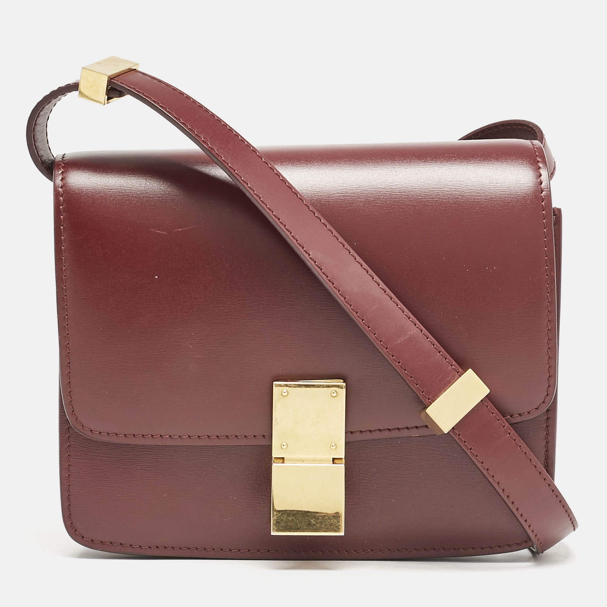 

Celine Burgundy Leather  Classic Box Flap Bag