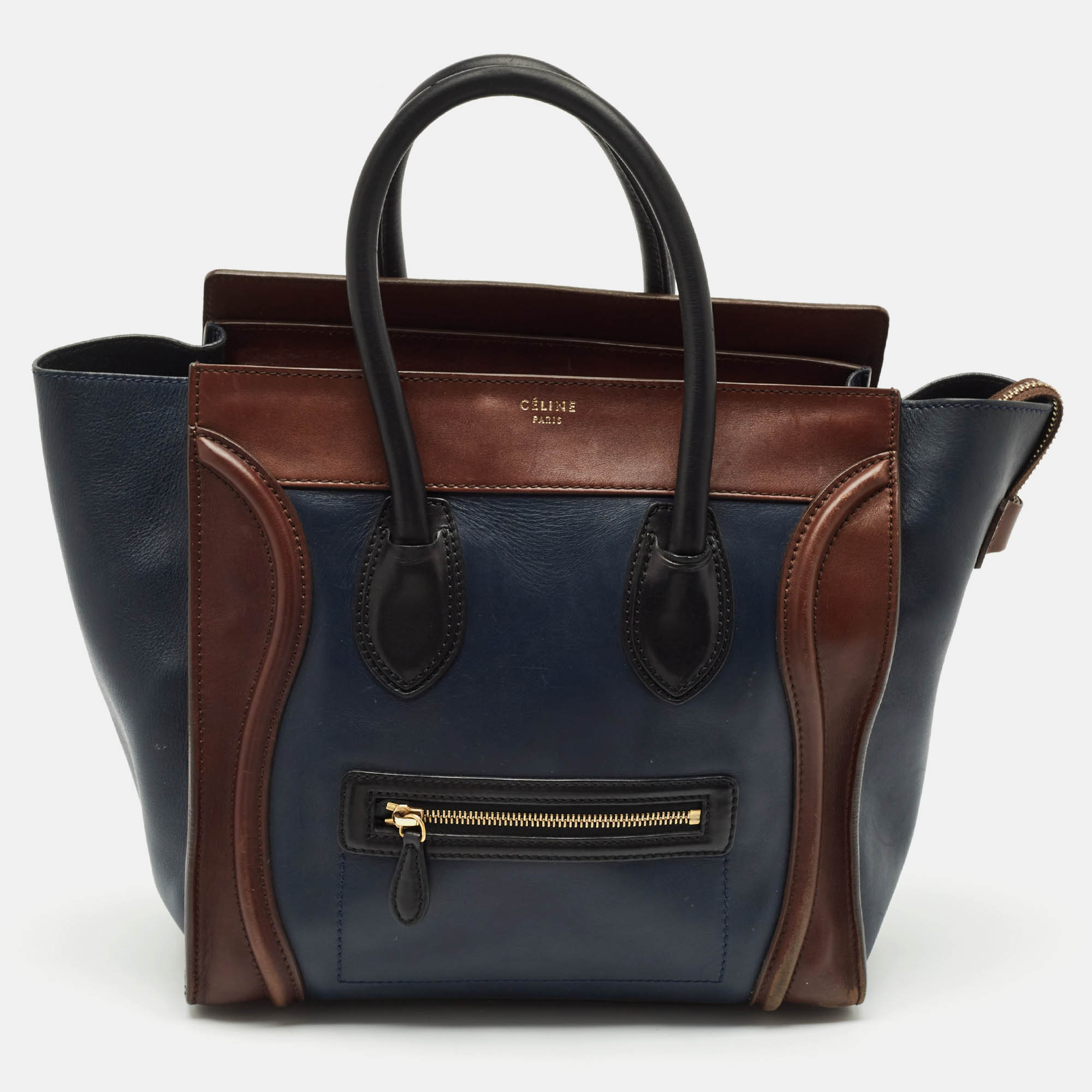

Celine Tricolor Leather Mini Luggage Tote, Multicolor