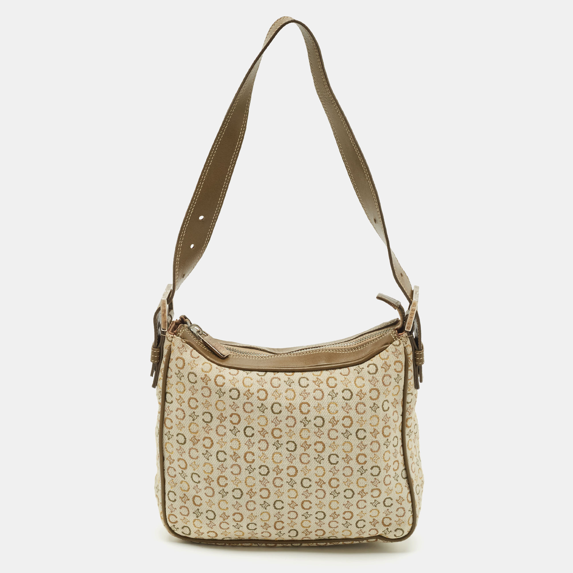

Celine Olive Green Macadam Canvas and Leather Mini Zip Hobo