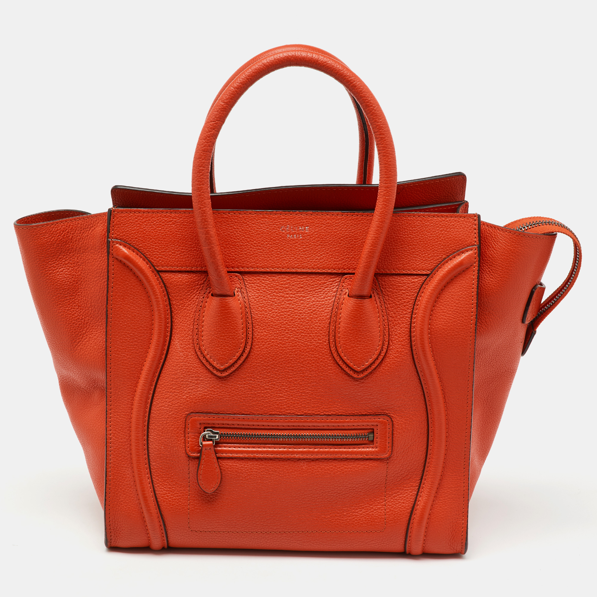 

Celine Orange Leather Mini Luggage Tote
