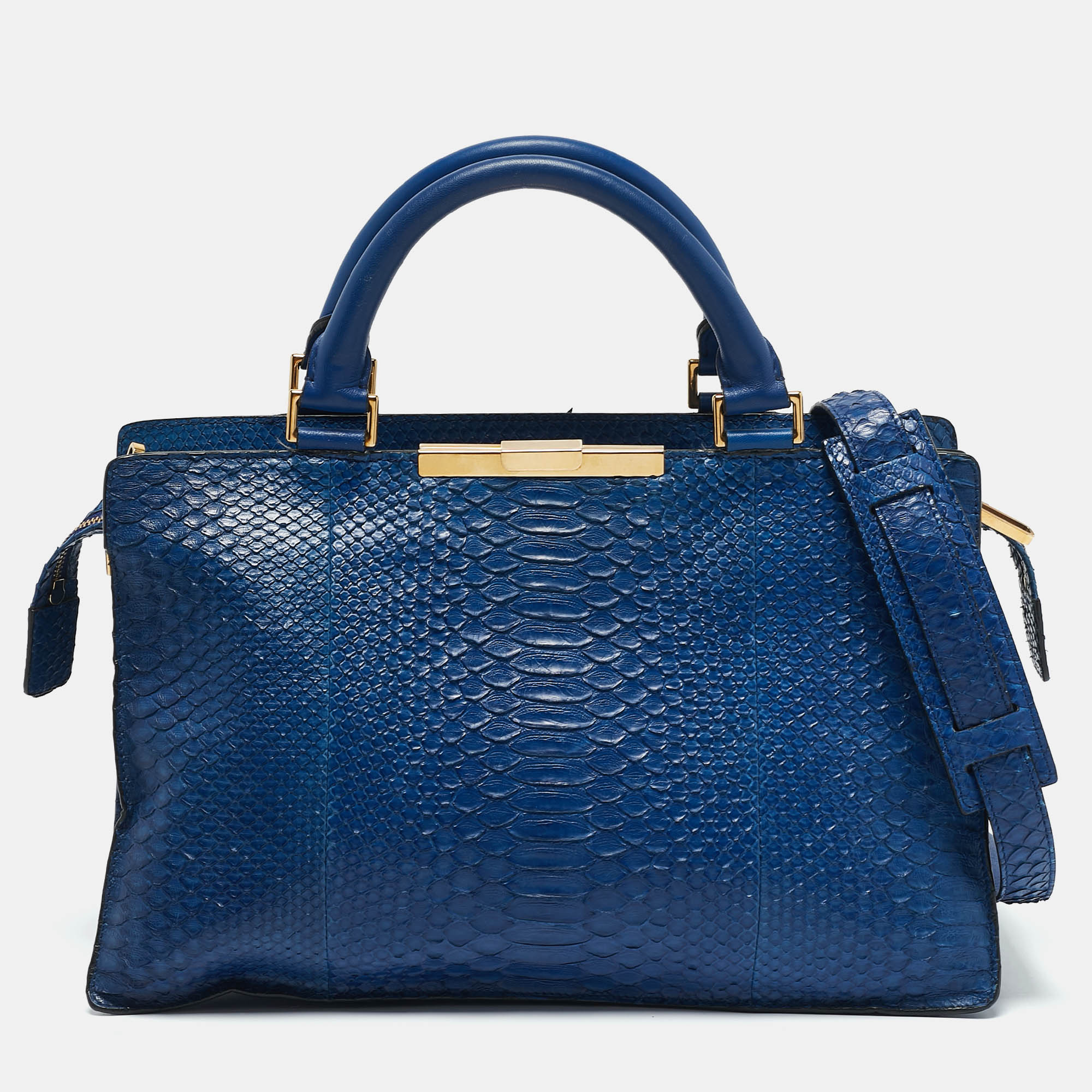 

Celine Blue Python Frame Satchel