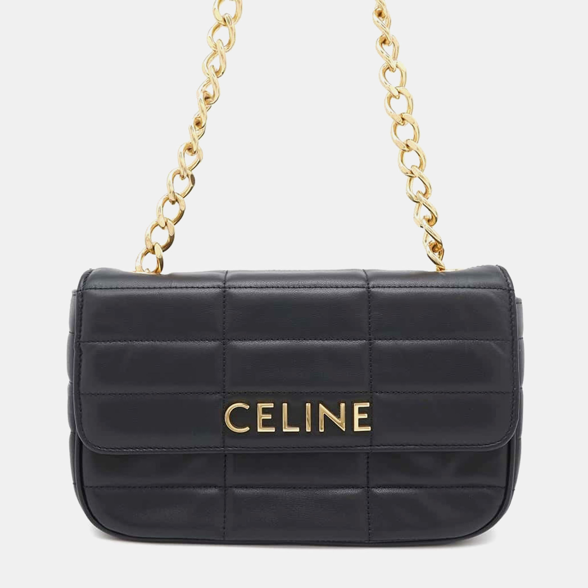 

Celine Black Monochrome Leather Chain Shoulder Bag