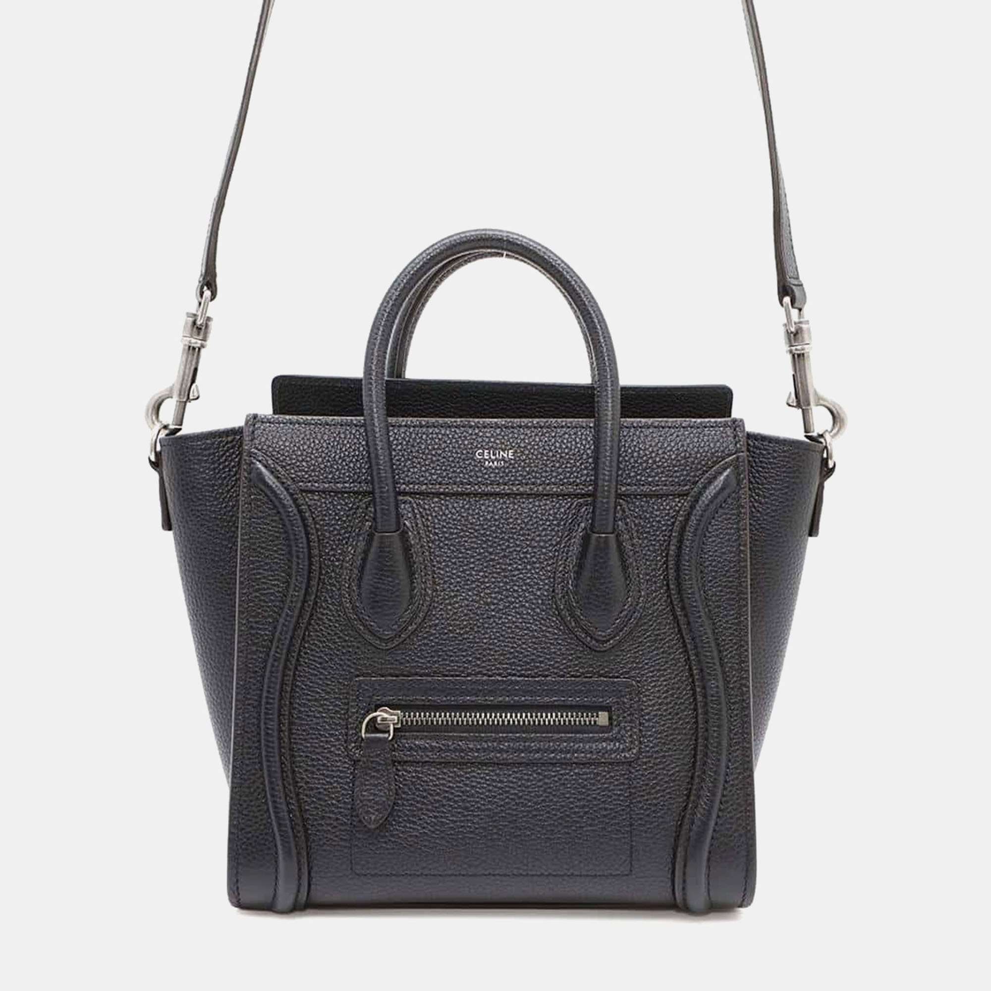 

Celine Black Drummed Calf Leather Nano Luggage Tote
