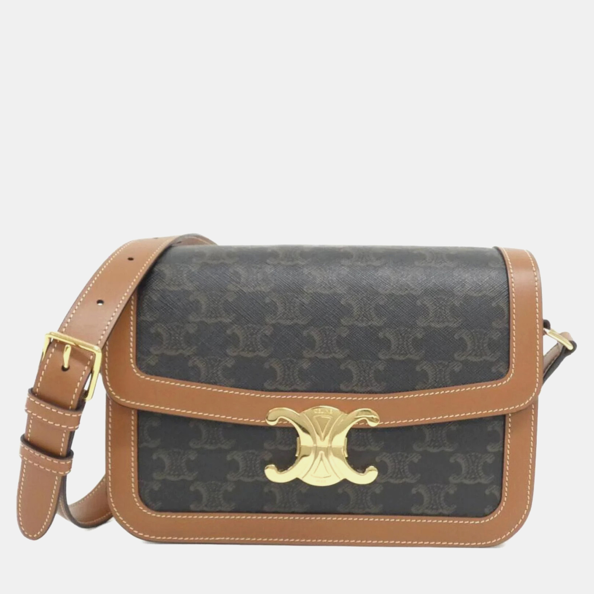 

Celine Leather Classic Triomphe Shoulder Bag, Brown
