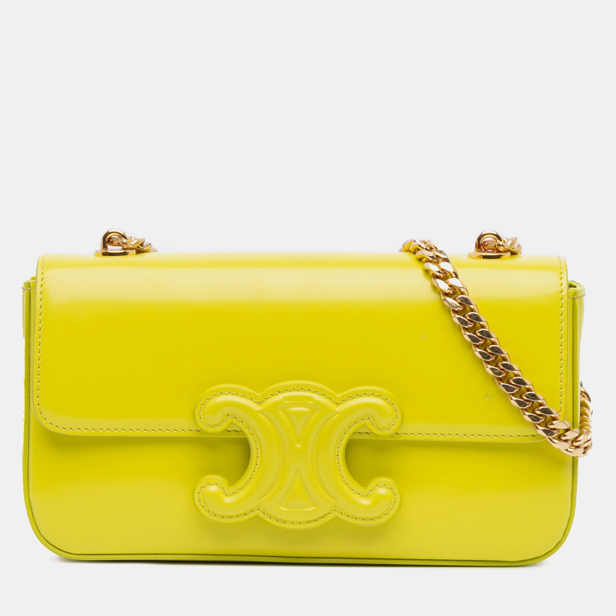 

Celine Yellow Triomphe Calfskin Cuir Chain Shoulder Bag
