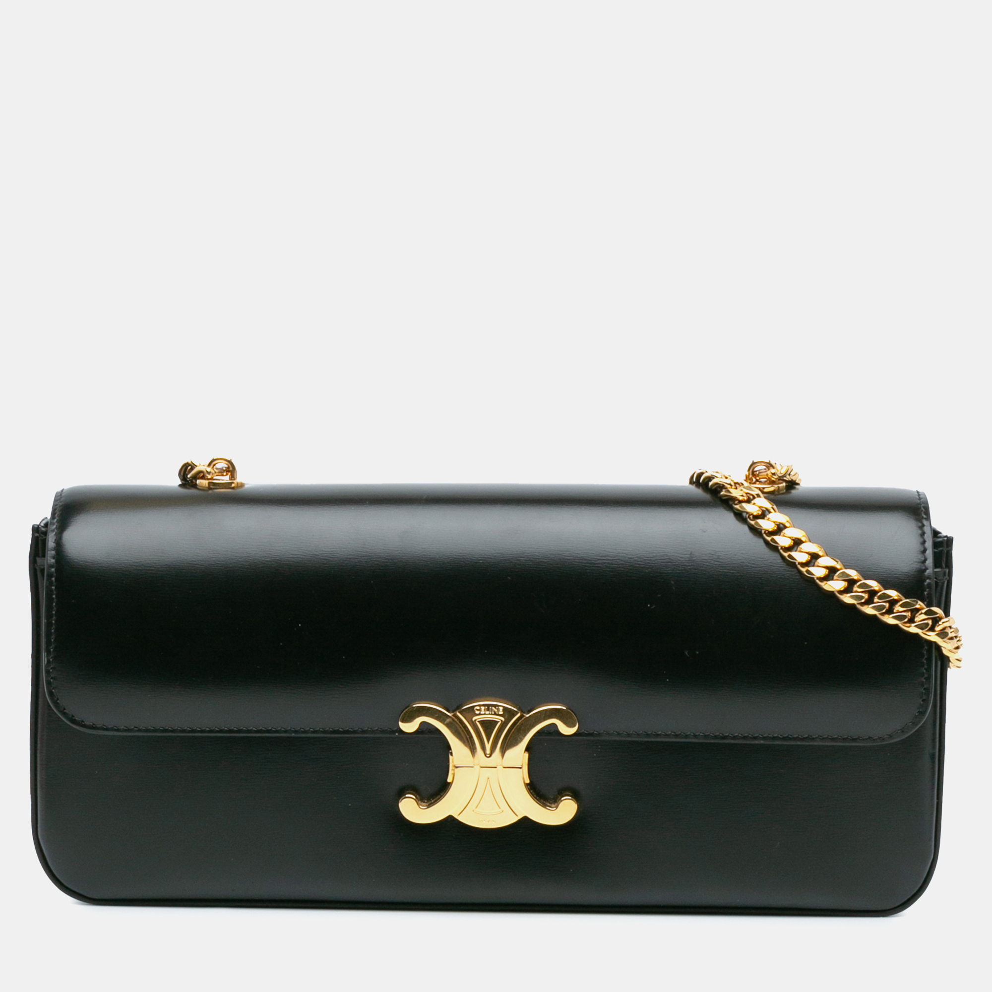 

Celine Black Triomphe Calfskin Cuir Chain Shoulder Bag