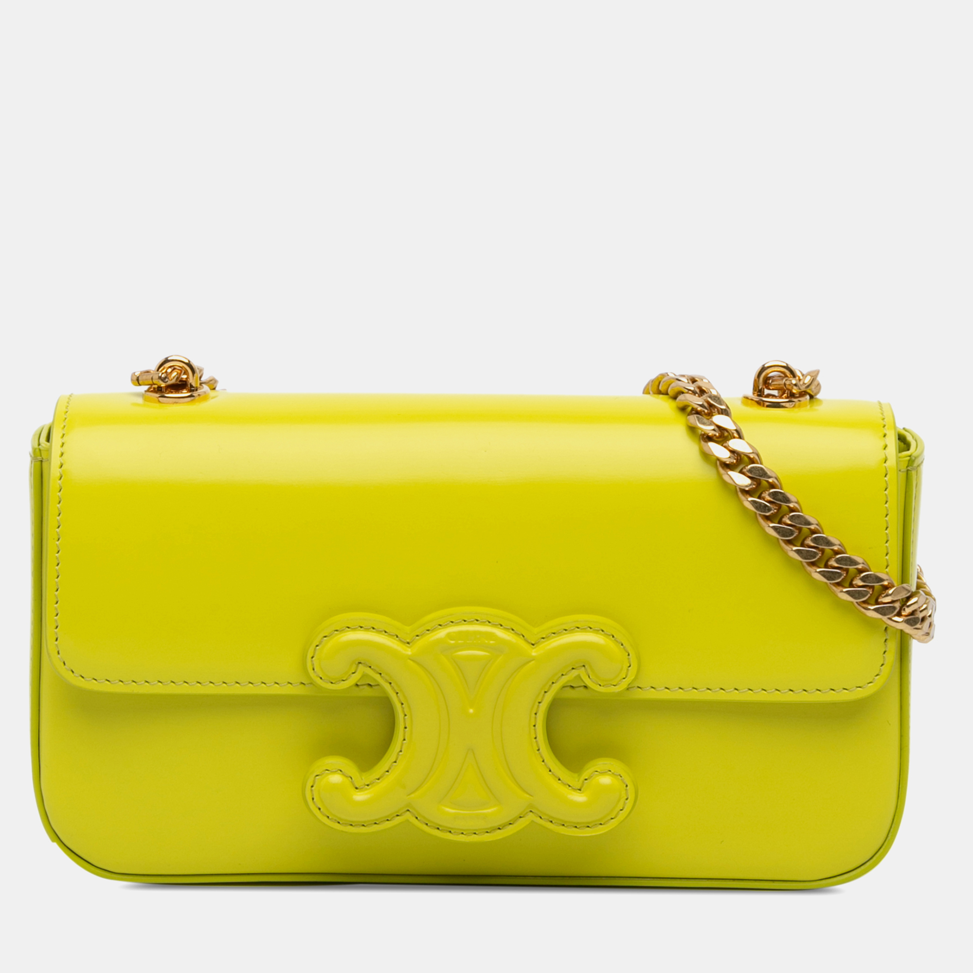 

Celine Yellow Triomphe Calfskin Cuir Chain Shoulder Bag