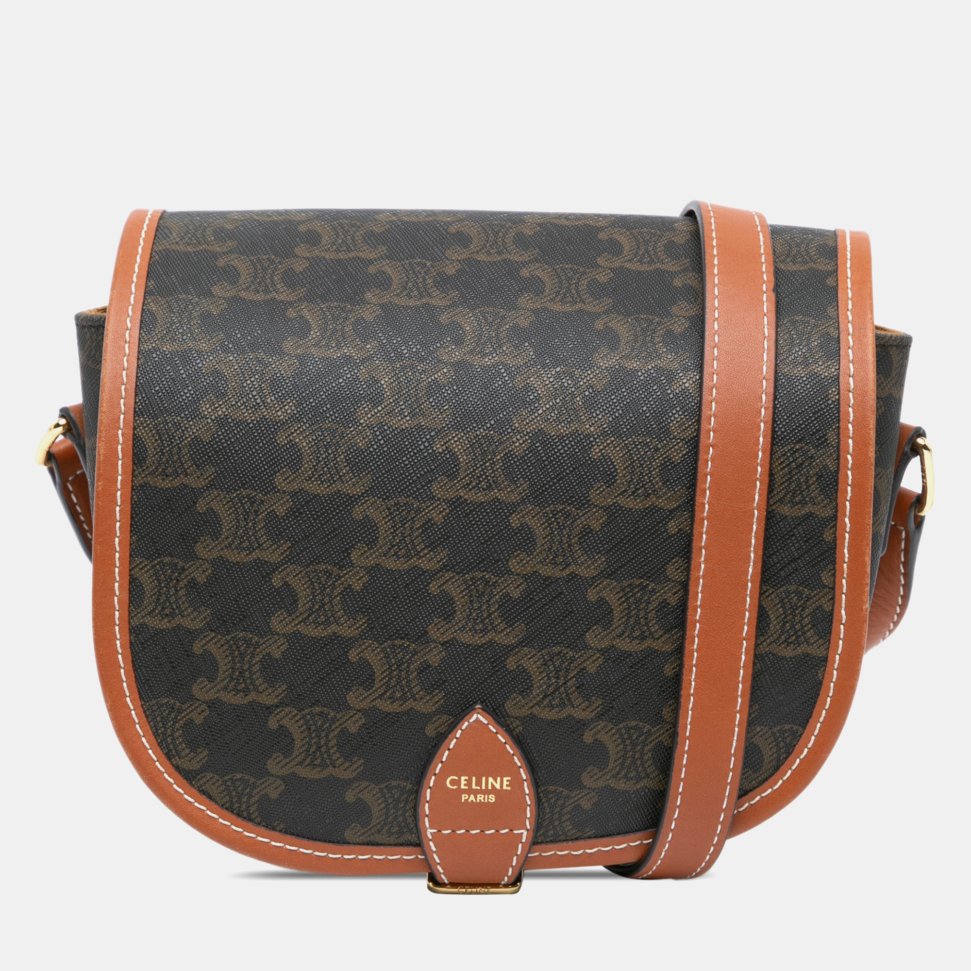 

Celine Brown Medium Triomphe Coated Canvas Folco Crossbody