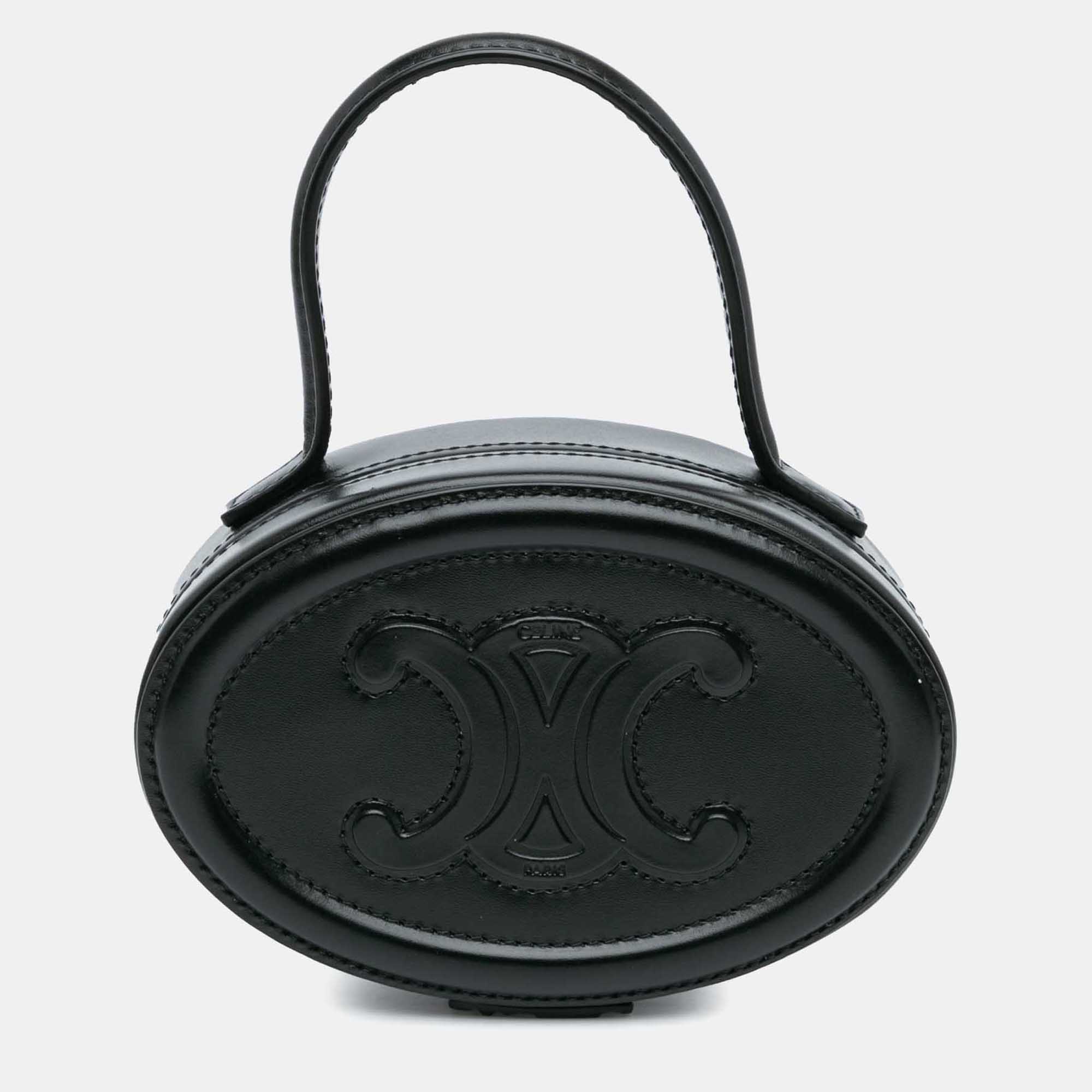 

Celine Black Calfskin Cuir Triomphe Oval Handbag