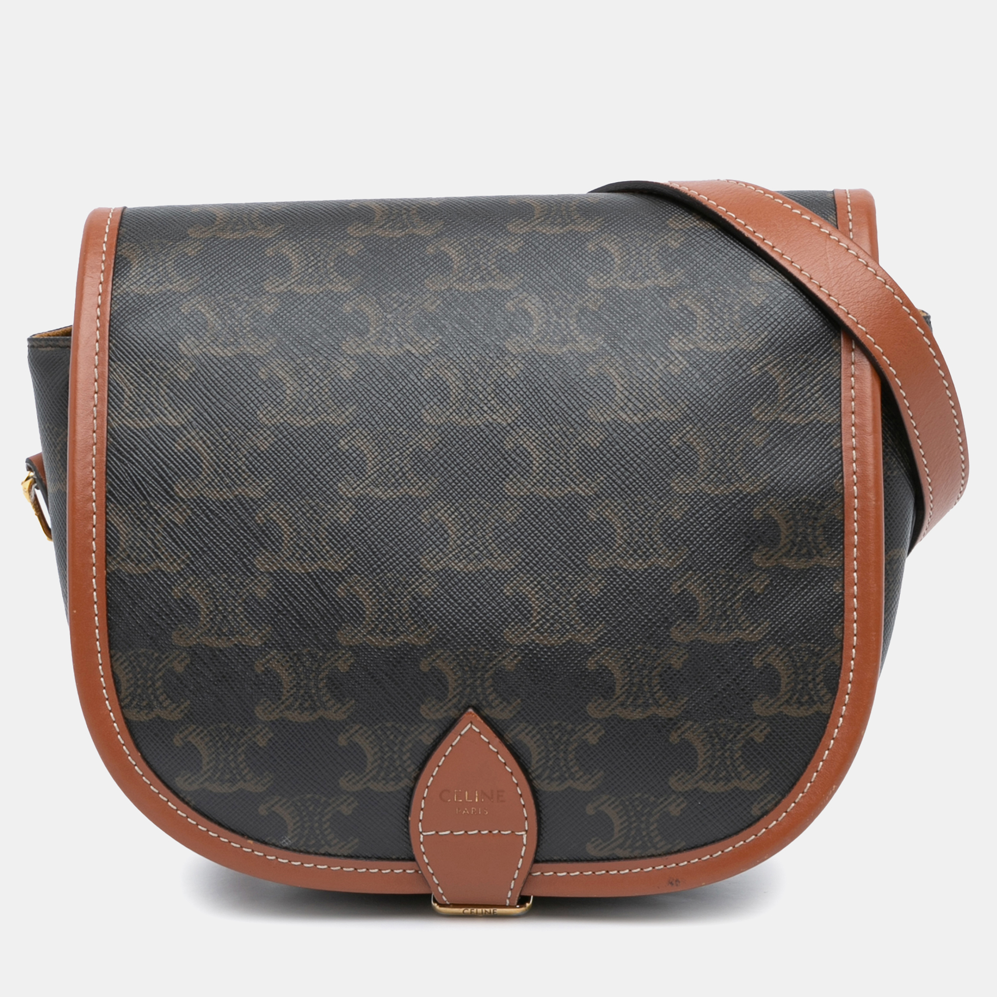 

Celine Brown Medium Triomphe Coated Canvas Folco Crossbody