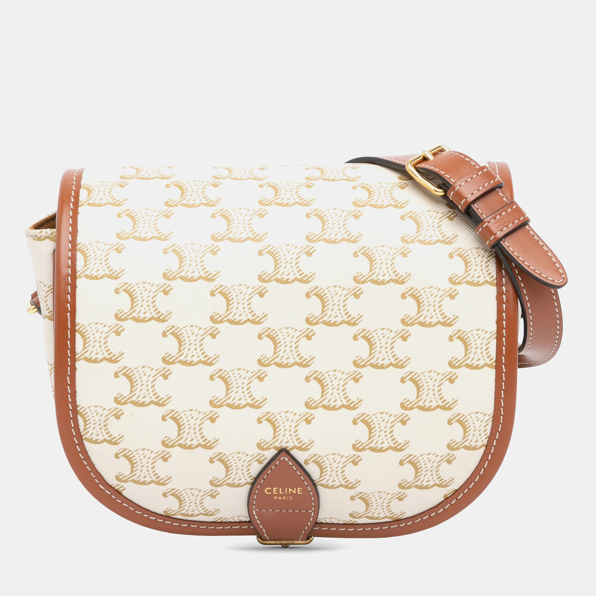 

Celine White Medium Triomphe Coated Canvas Folco Crossbody