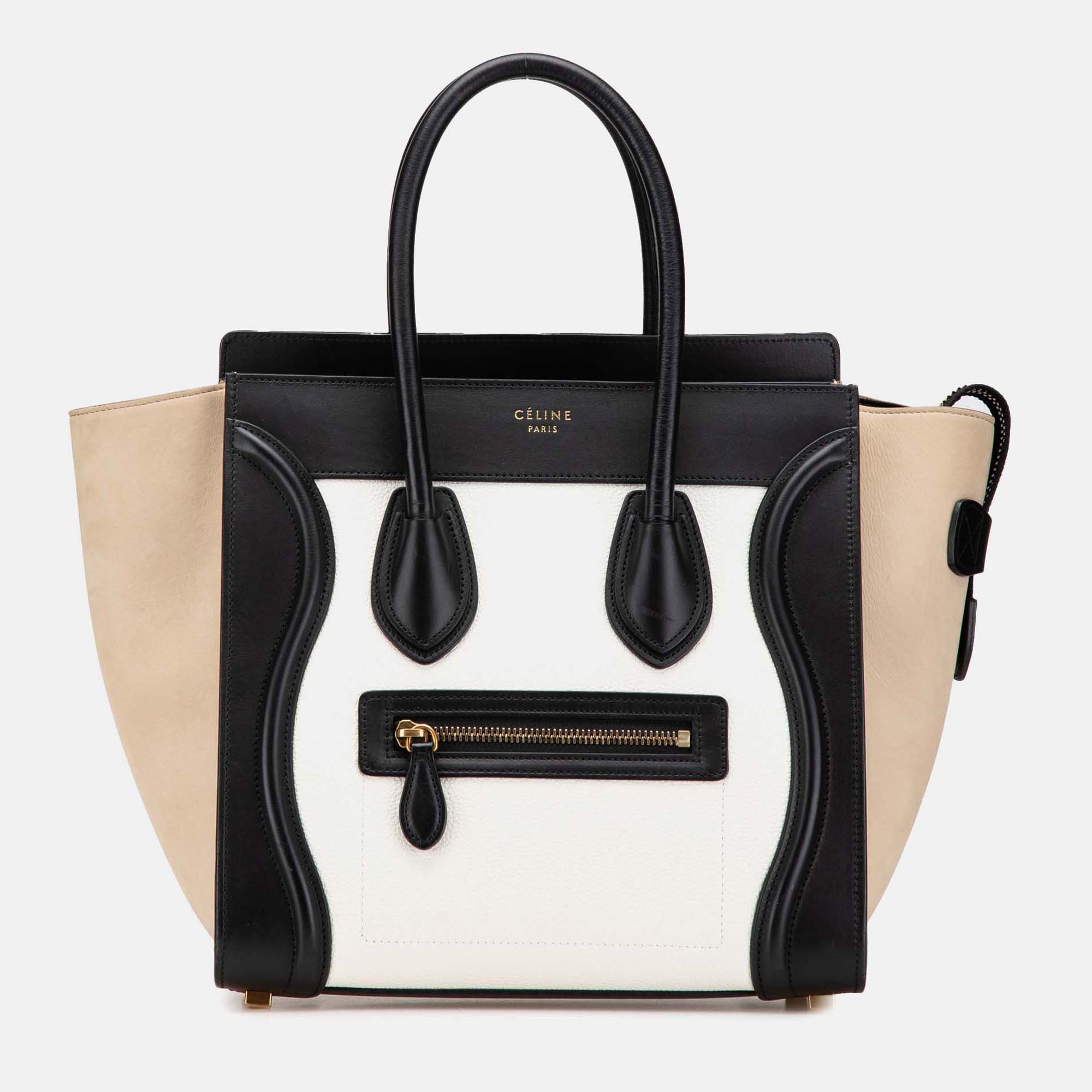 

Celine Tricolor Leather Luggage Mini Tote, Multicolor