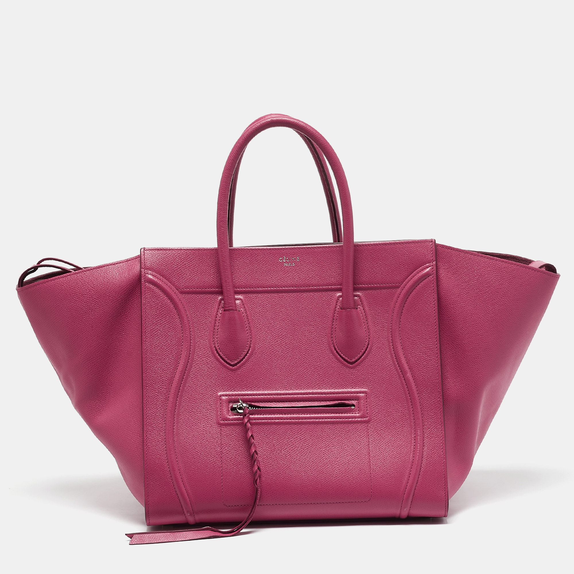 

Celine Fuchsia Leather  Phantom Luggage Tote, Pink
