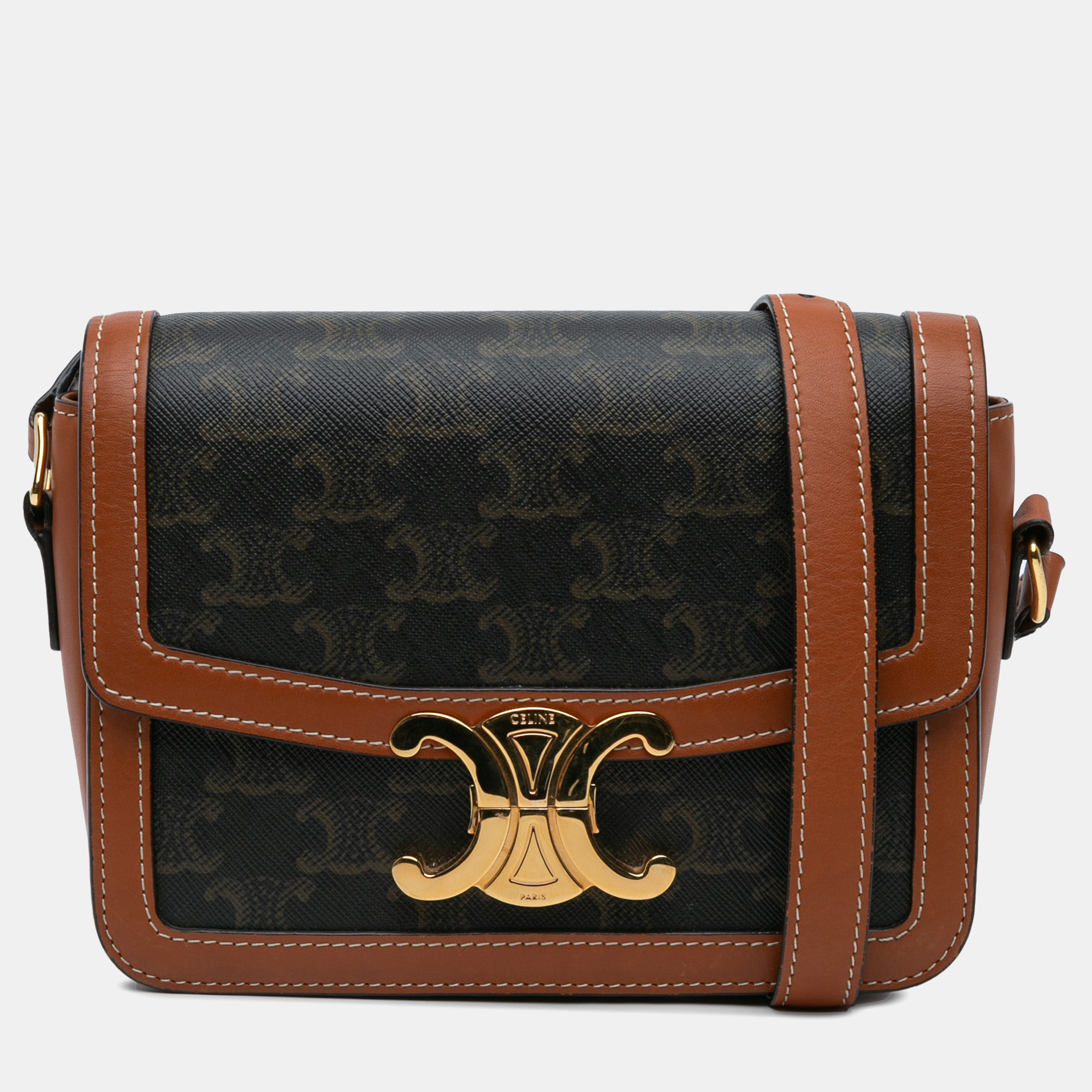 

Celine Brown Teen Coated Canvas Triomphe Crossbody