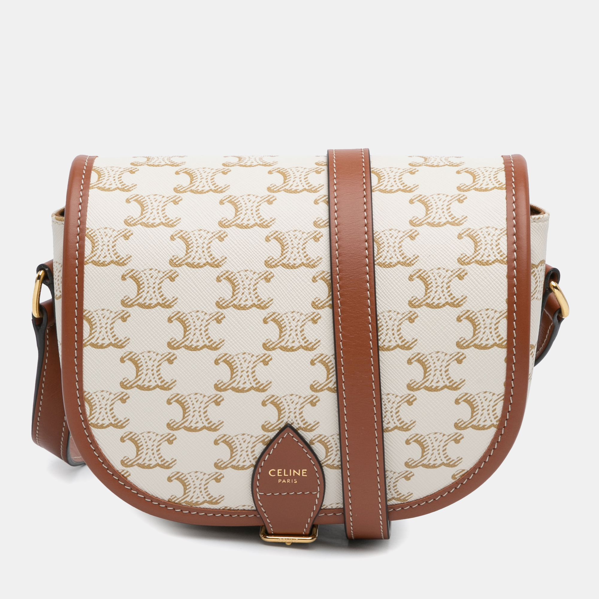 

Celine White Medium Triomphe Coated Canvas Folco Crossbody