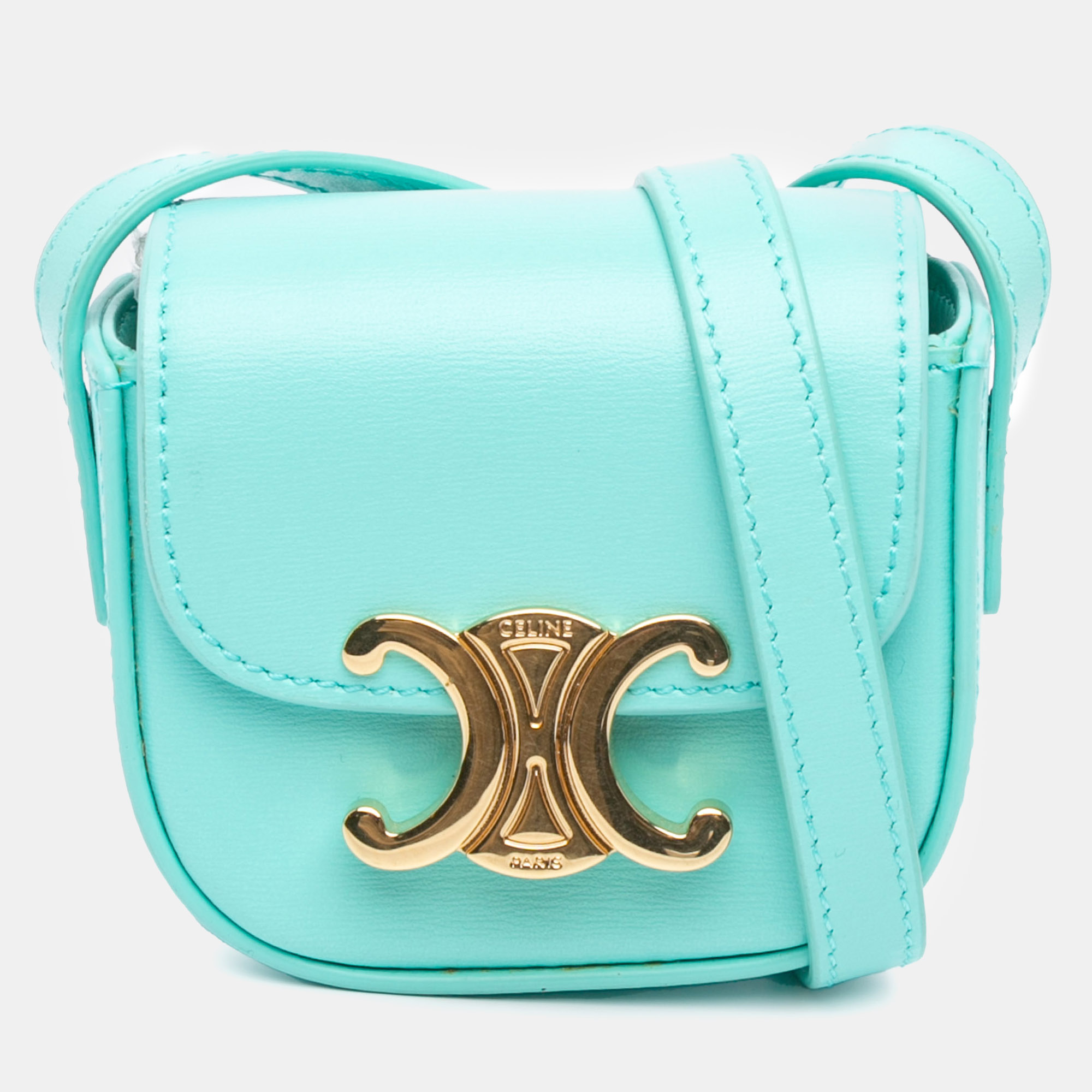 

Celine Blue Shiny Calfskin Triomphe Mini Crossbody Bag