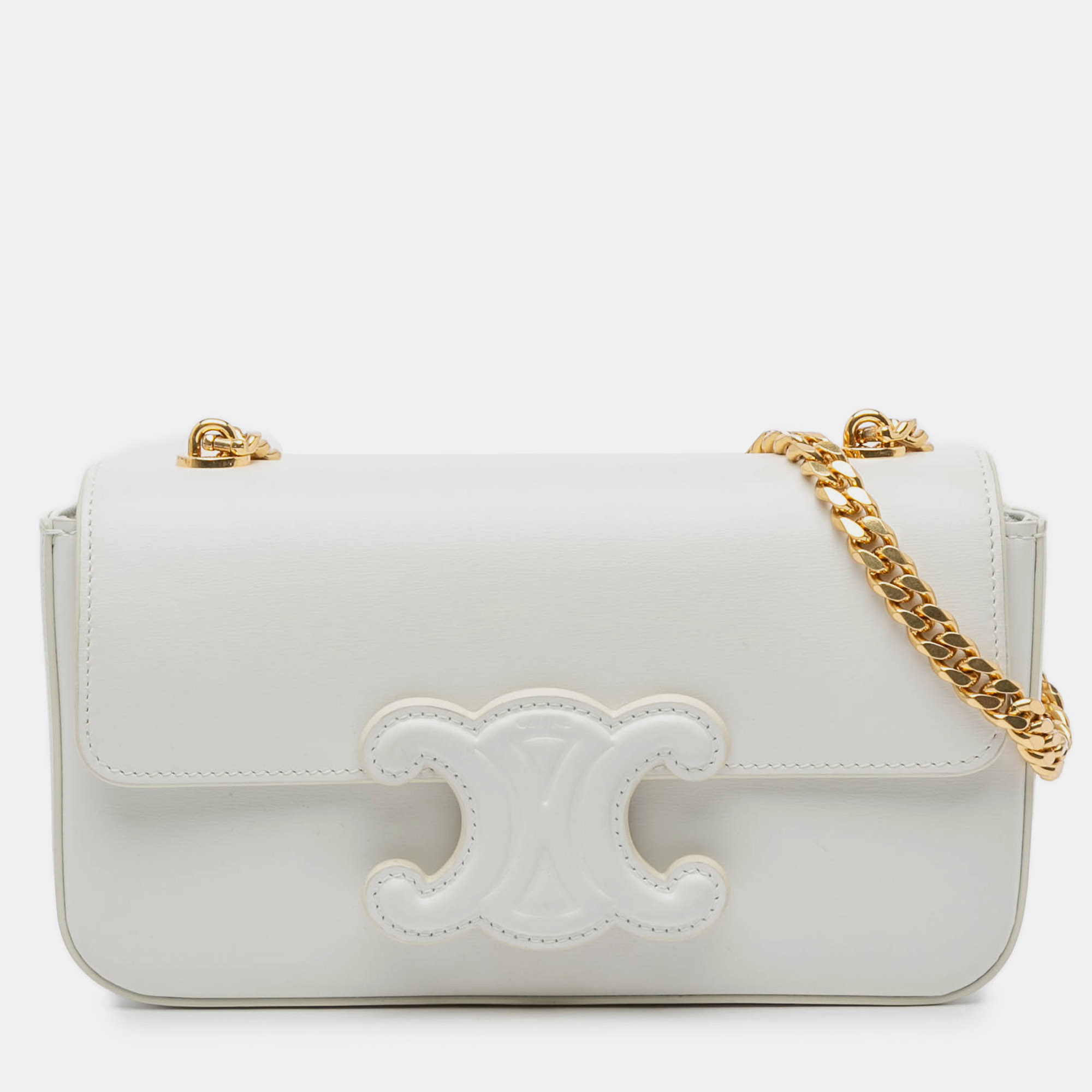 

Celine White Shiny Calfskin Claude Chain Shoulder Bag