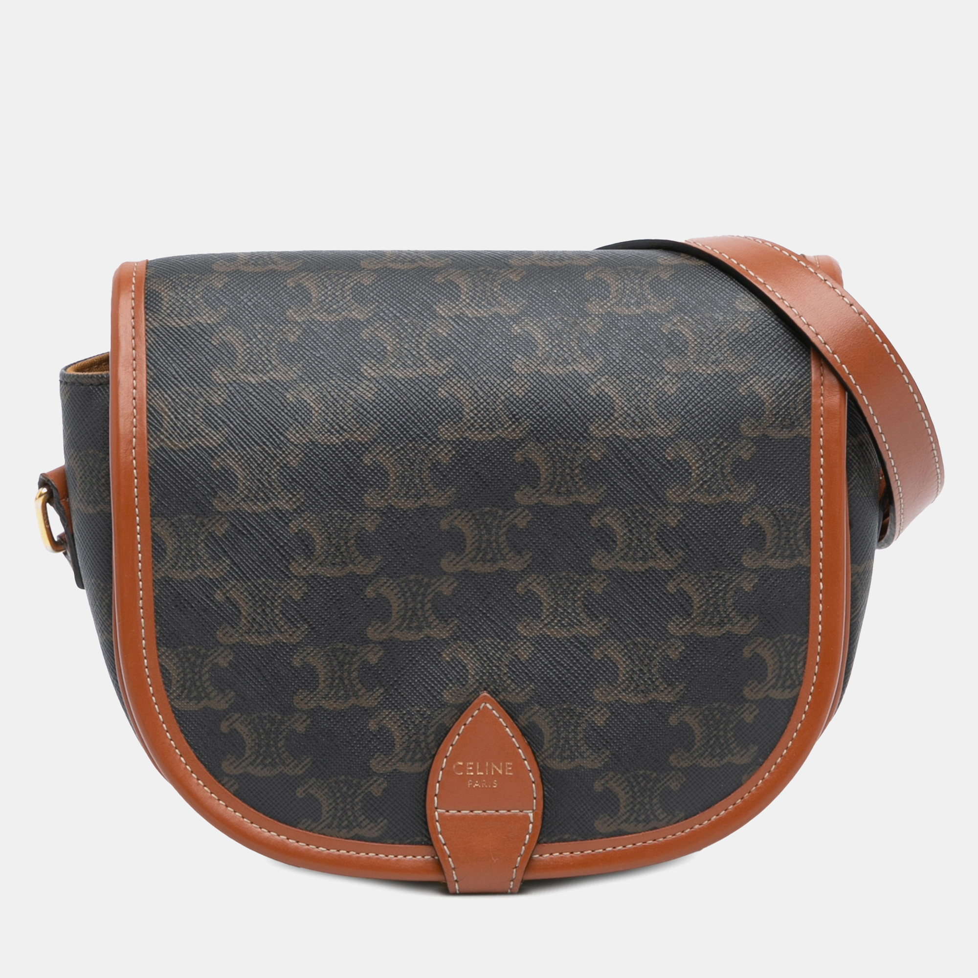 

Celine Brown Medium Triomphe Coated Canvas Folco Crossbody