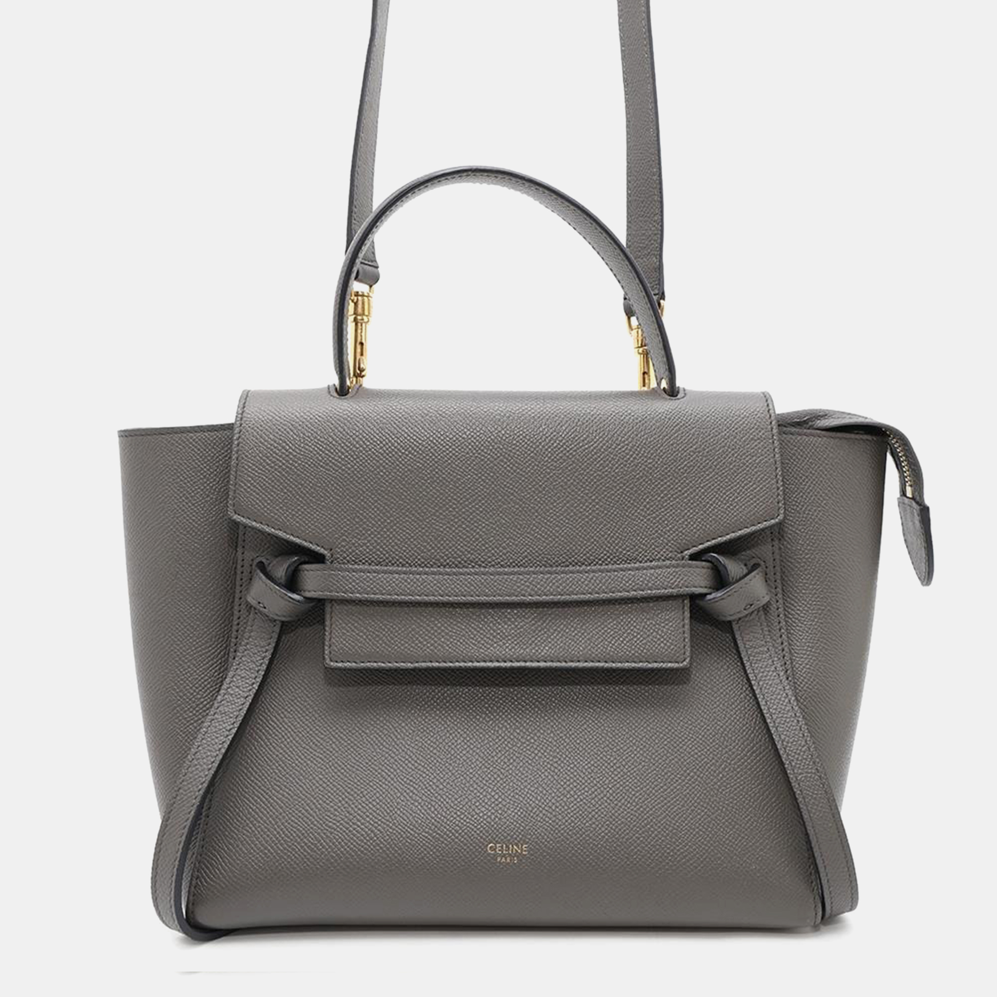 

Celine Gray Leather Belt Micro Tote Bag, Grey