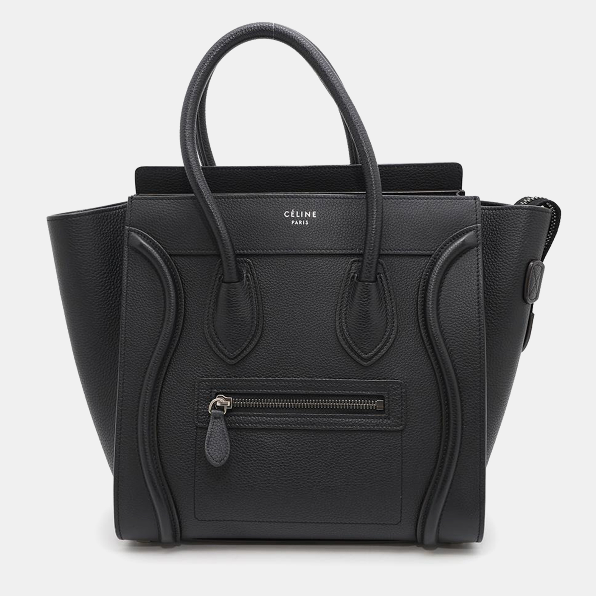 

Celine Black Leather Luggage Micro Tote Bag