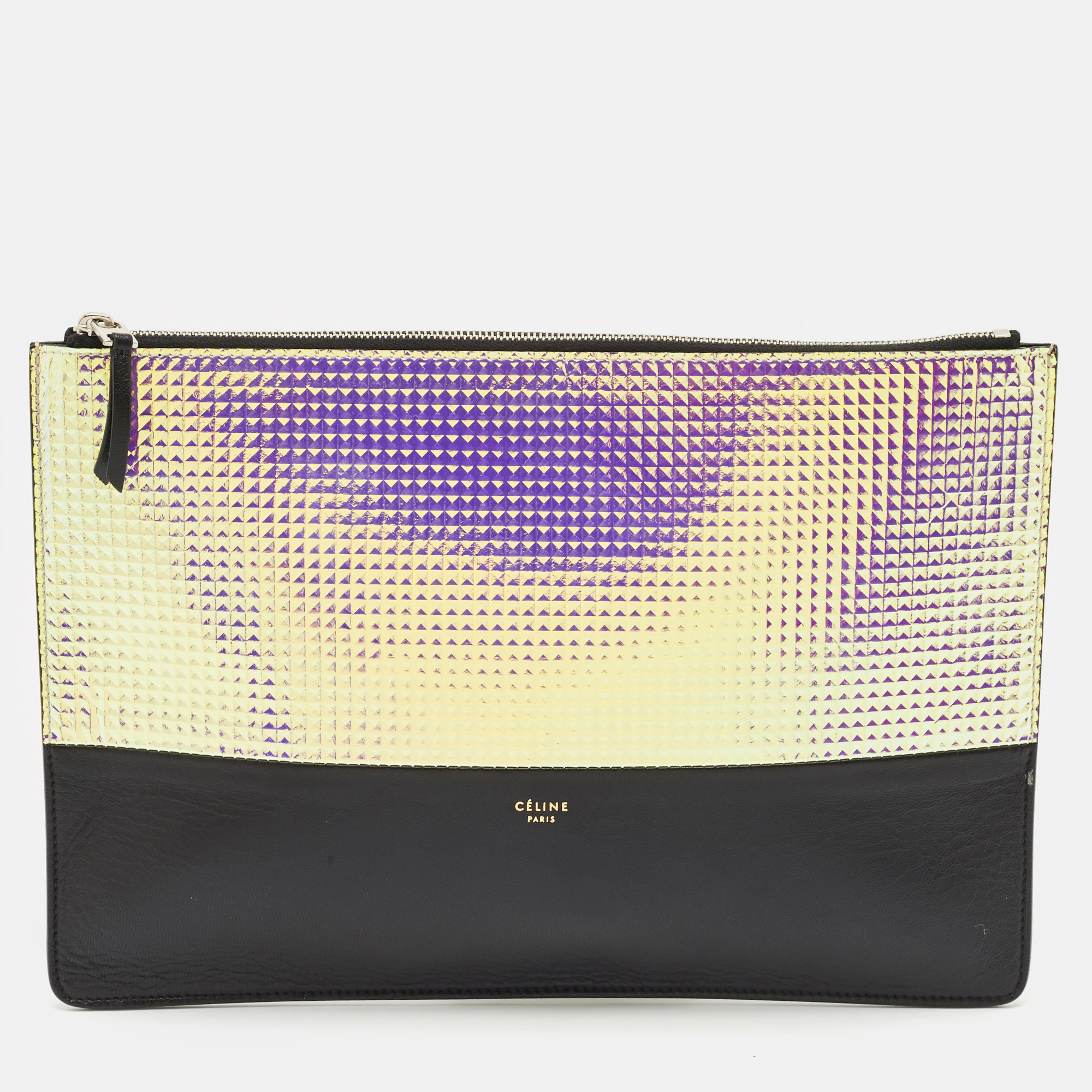 

Celine Black Holographic Leather Solo Clutch