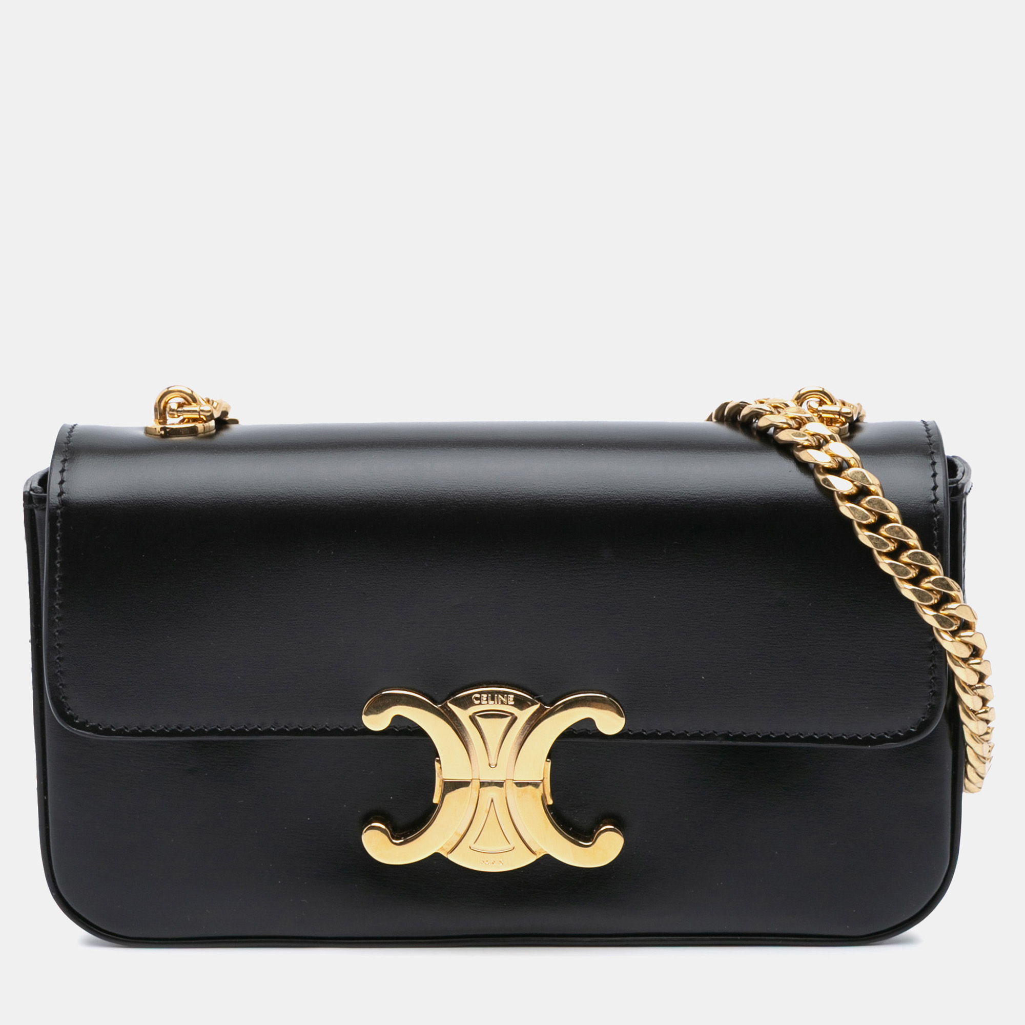 

Celine Black Triomphe Leather Claude Chain Shoulder Bag