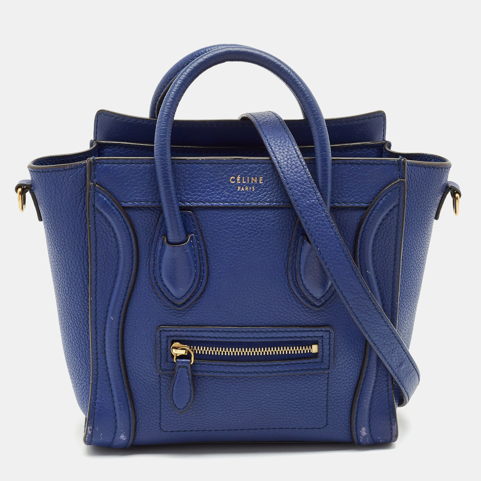 

Celine Blue Leather Nano Luggage Tote