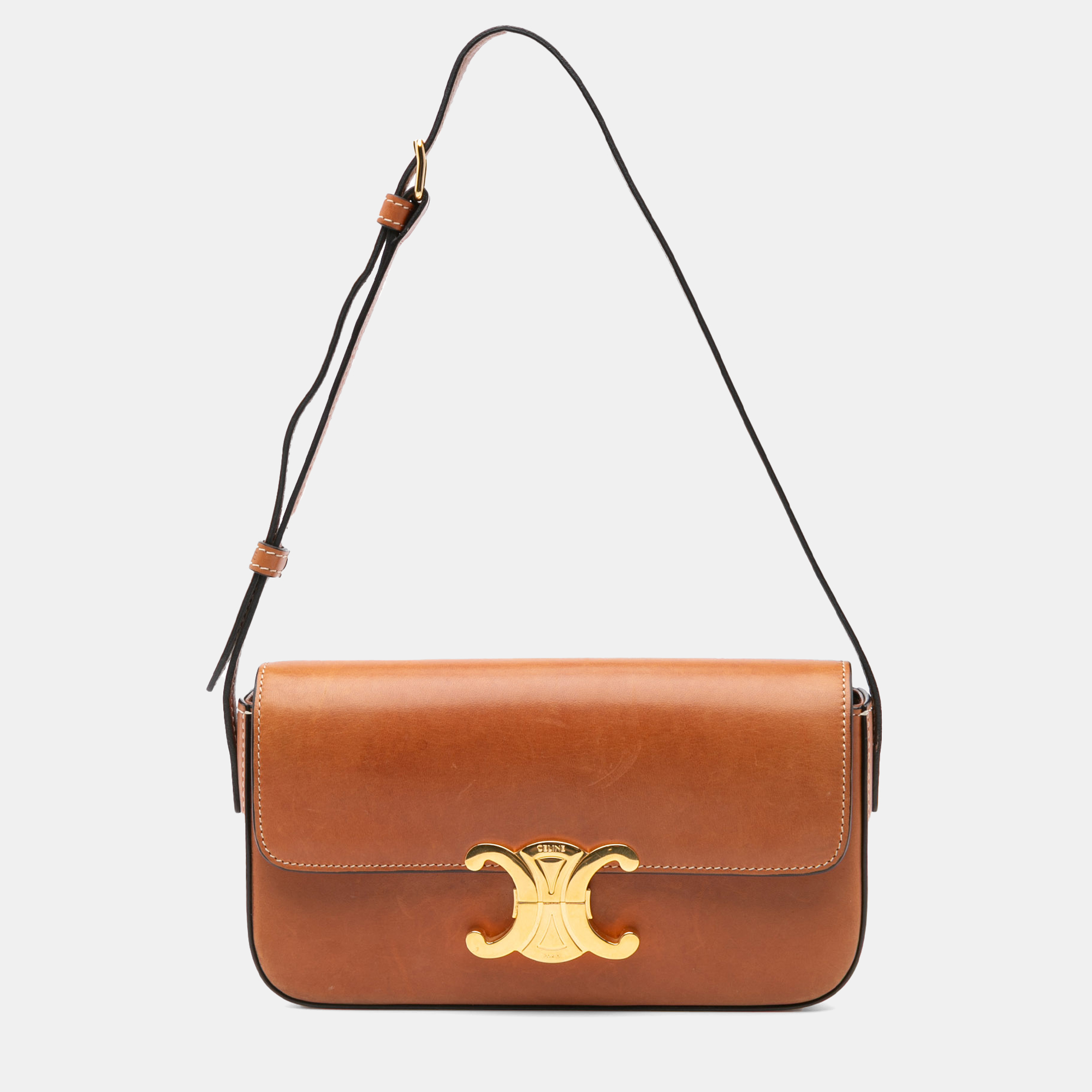 

Celine Brown Leather Triomphe Claude Shoulder Bag