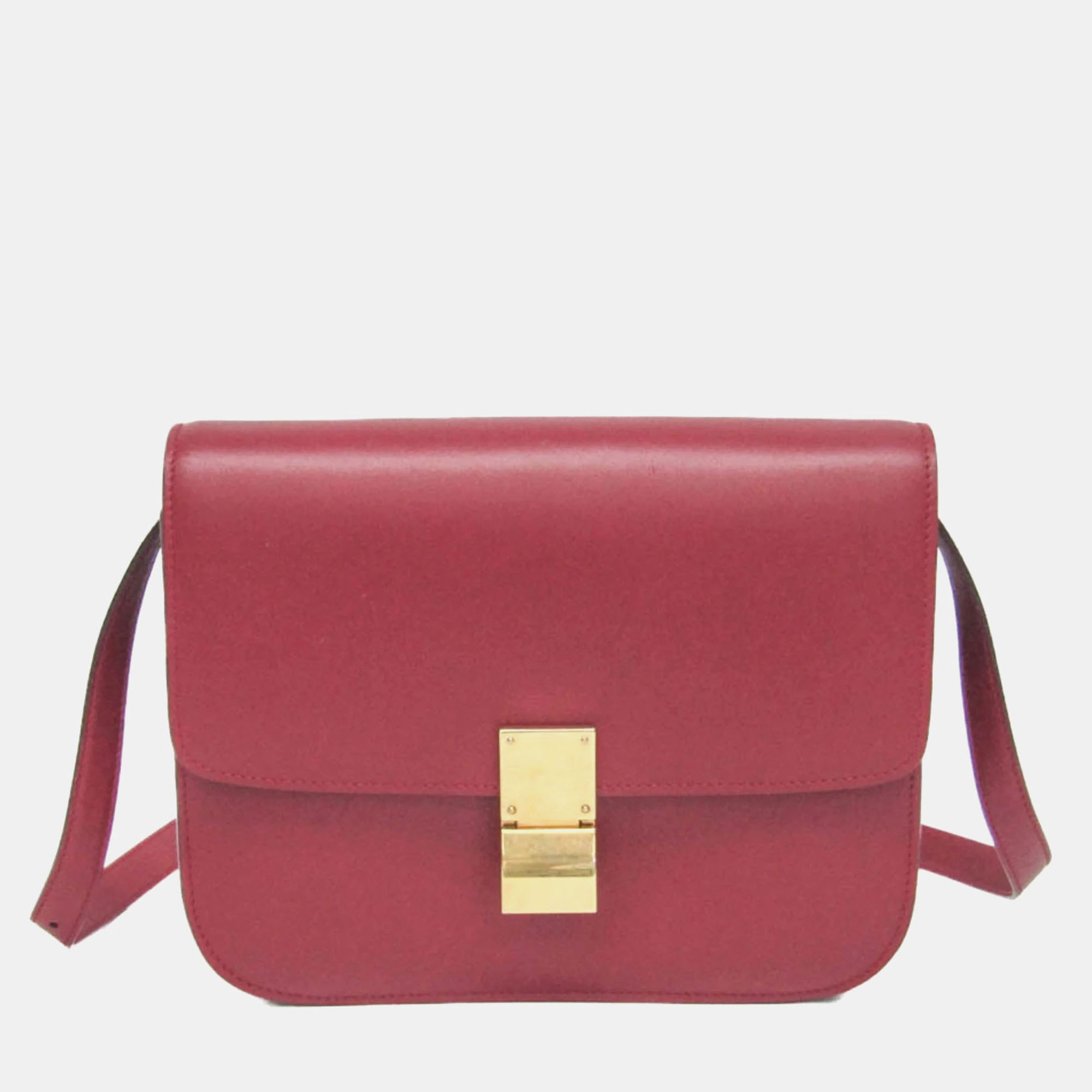 

Celine Red Color Leather Classic Box Medium Shoulder Bag