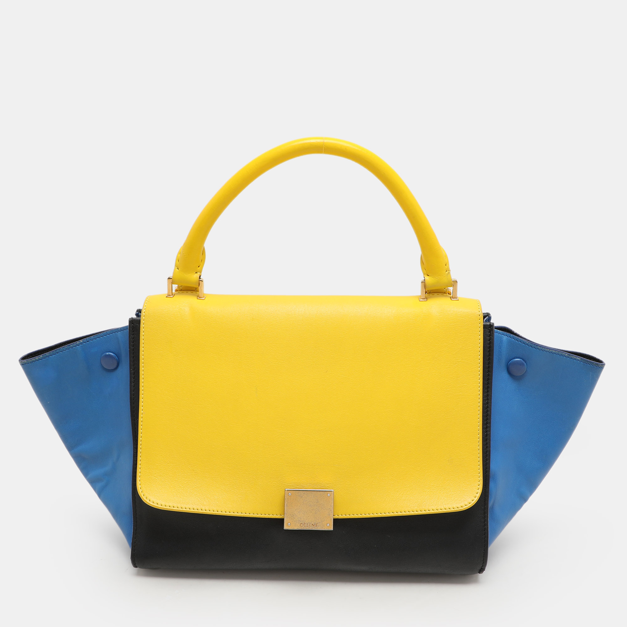 

Celine Tricolor Leather Mini Trapeze Bag, Multicolor