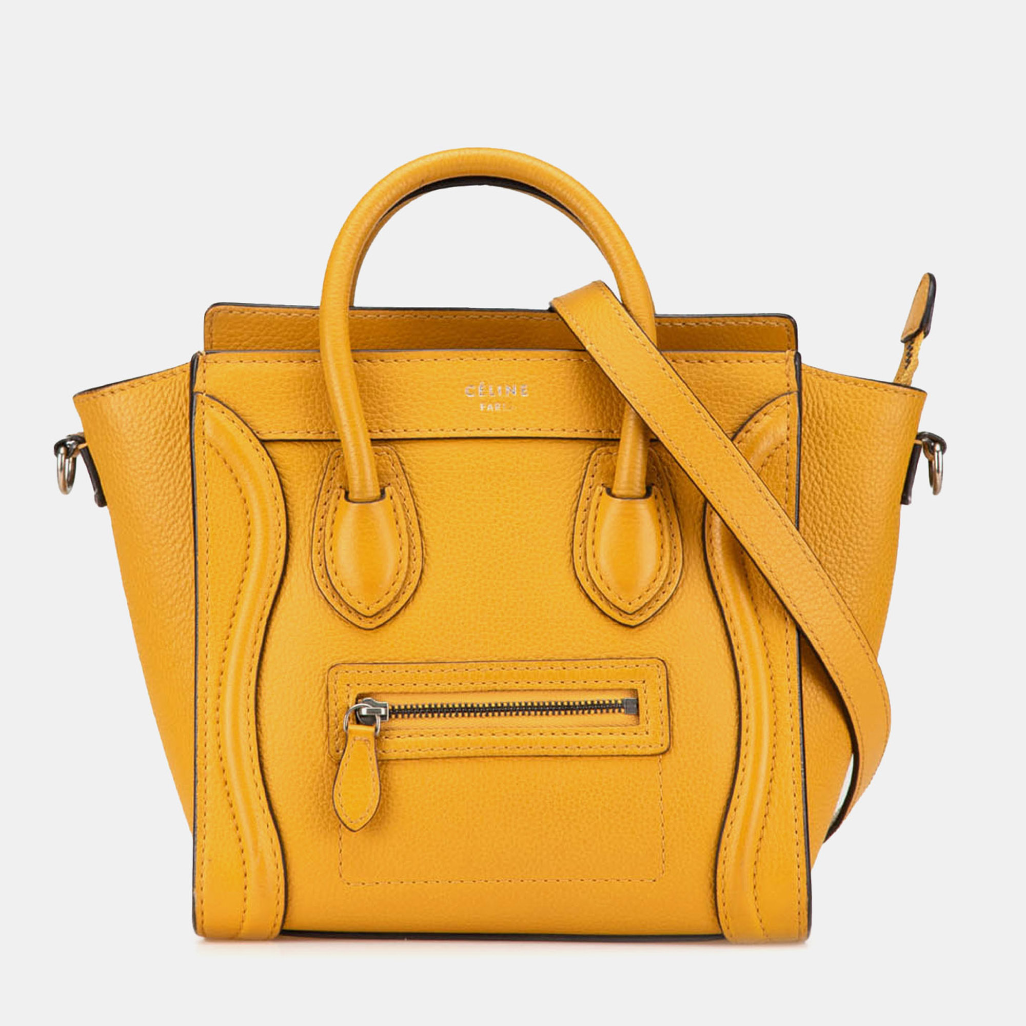 

Celine Yellow Nano Leather Luggage Tote