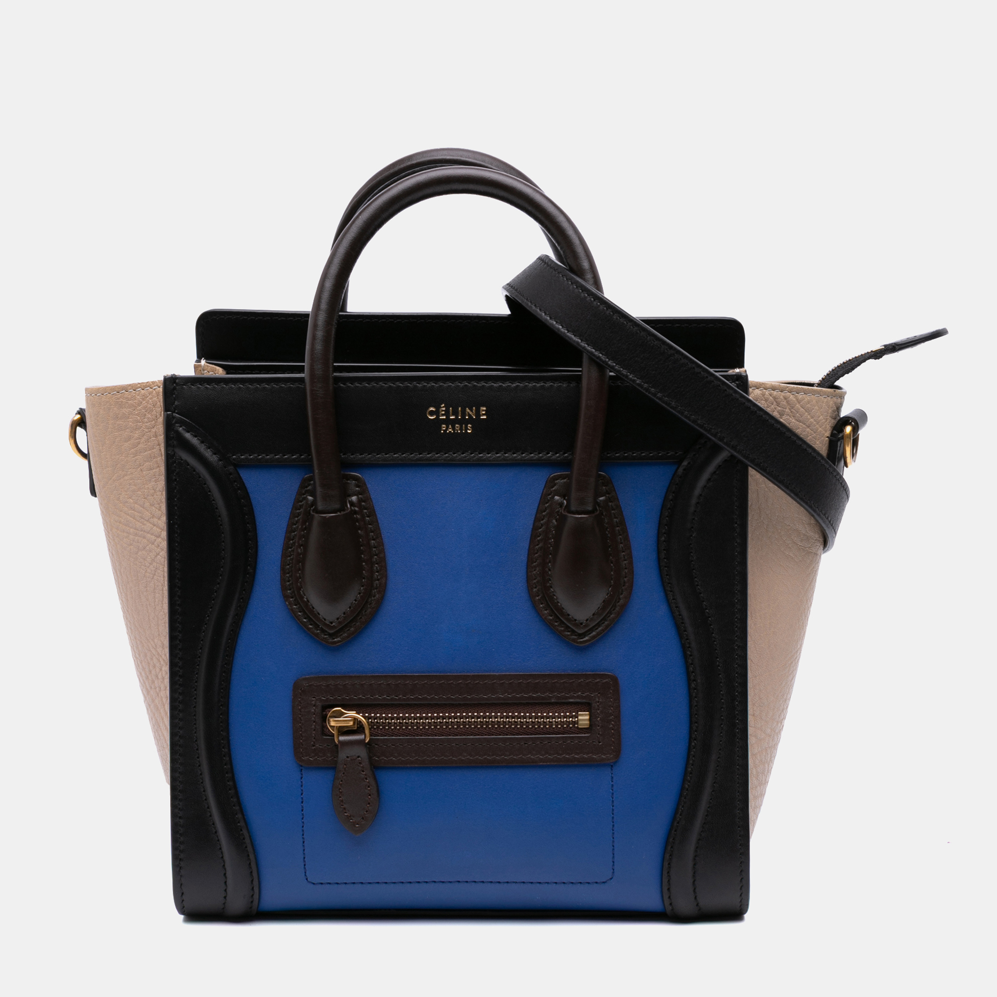 

Celine Tricolor Leather Nano Luggage Tote, Multicolor