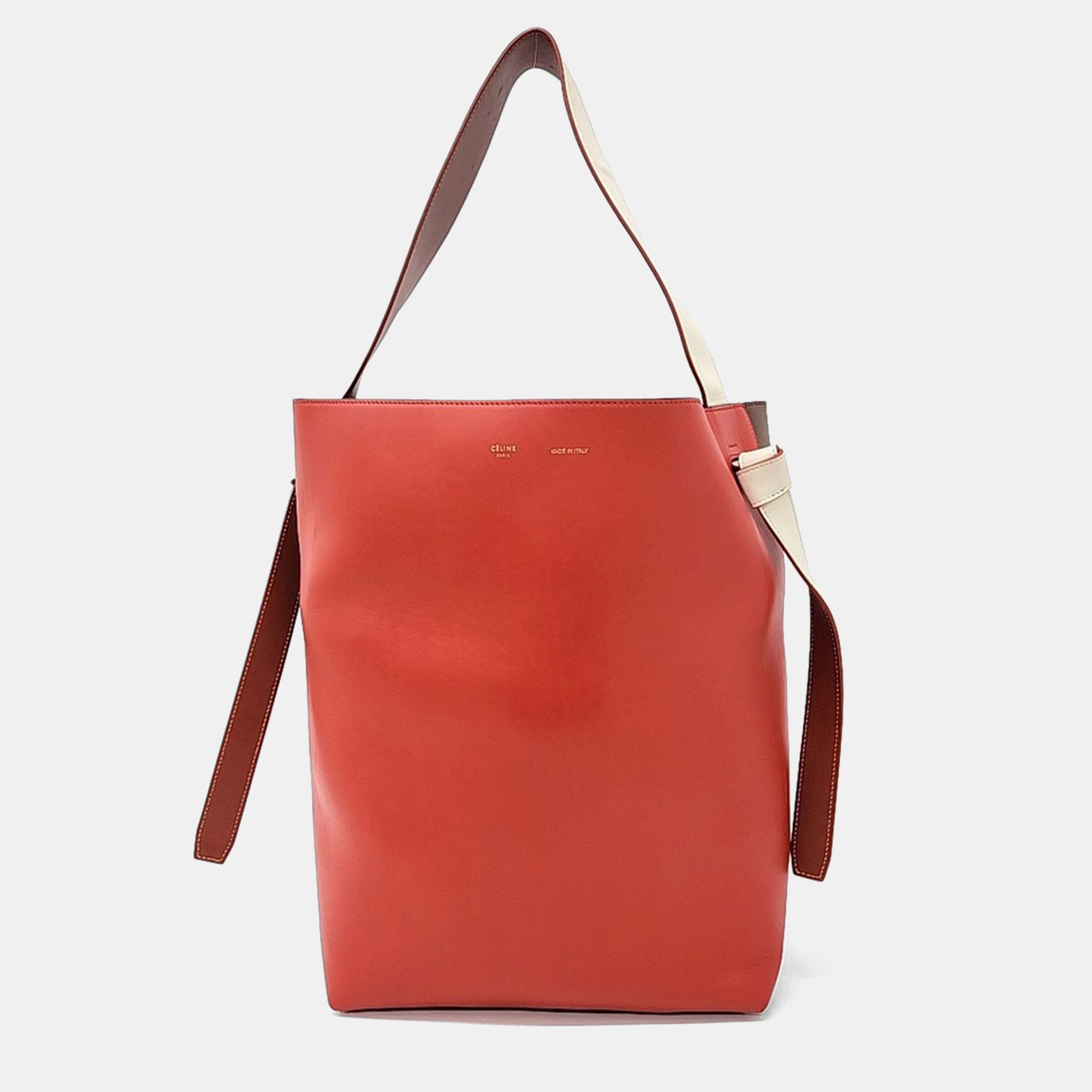 

Celine Red Leather Twist Cabas Bag