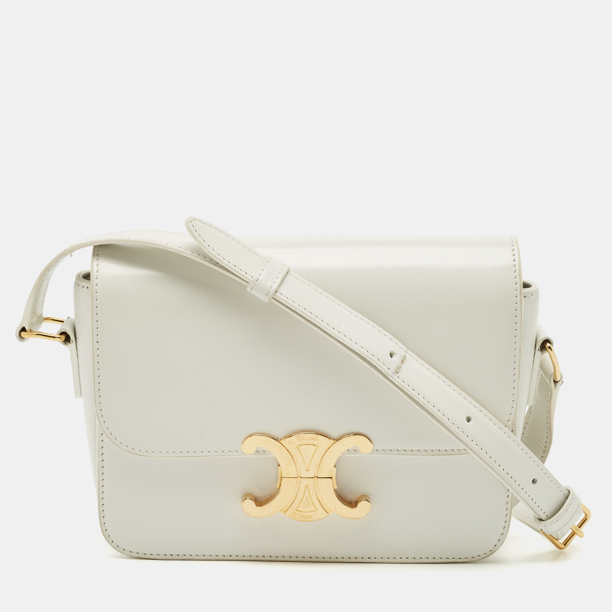 

Celine White Leather Teen Triomphe Shoulder Bag