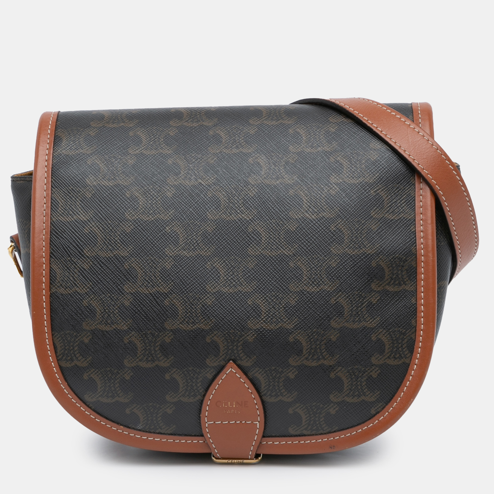 

Celine Brown Medium Triomphe Coated Canvas Folco Crossbody