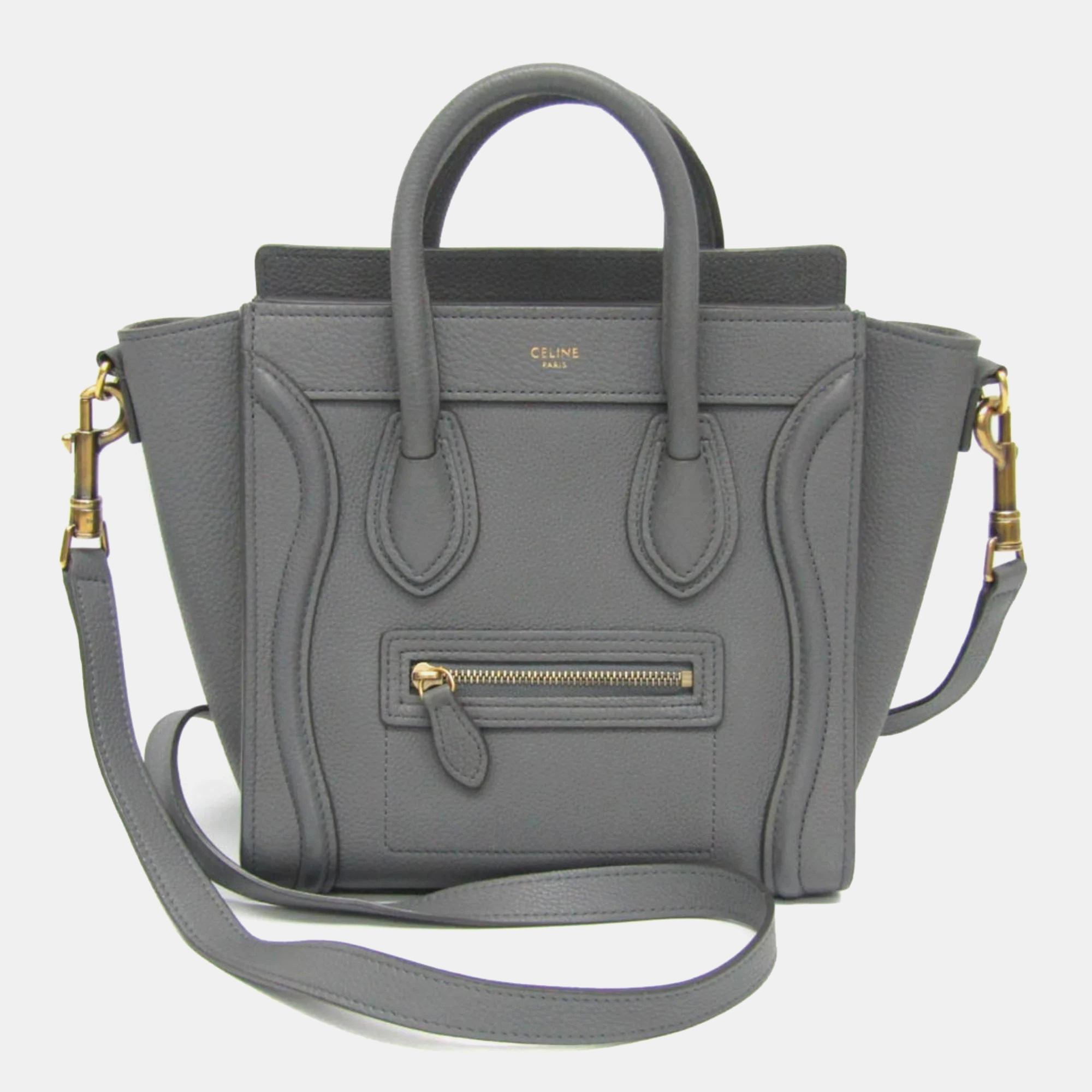 

Celine Luggage Nano Leather Handbag Gray, Grey