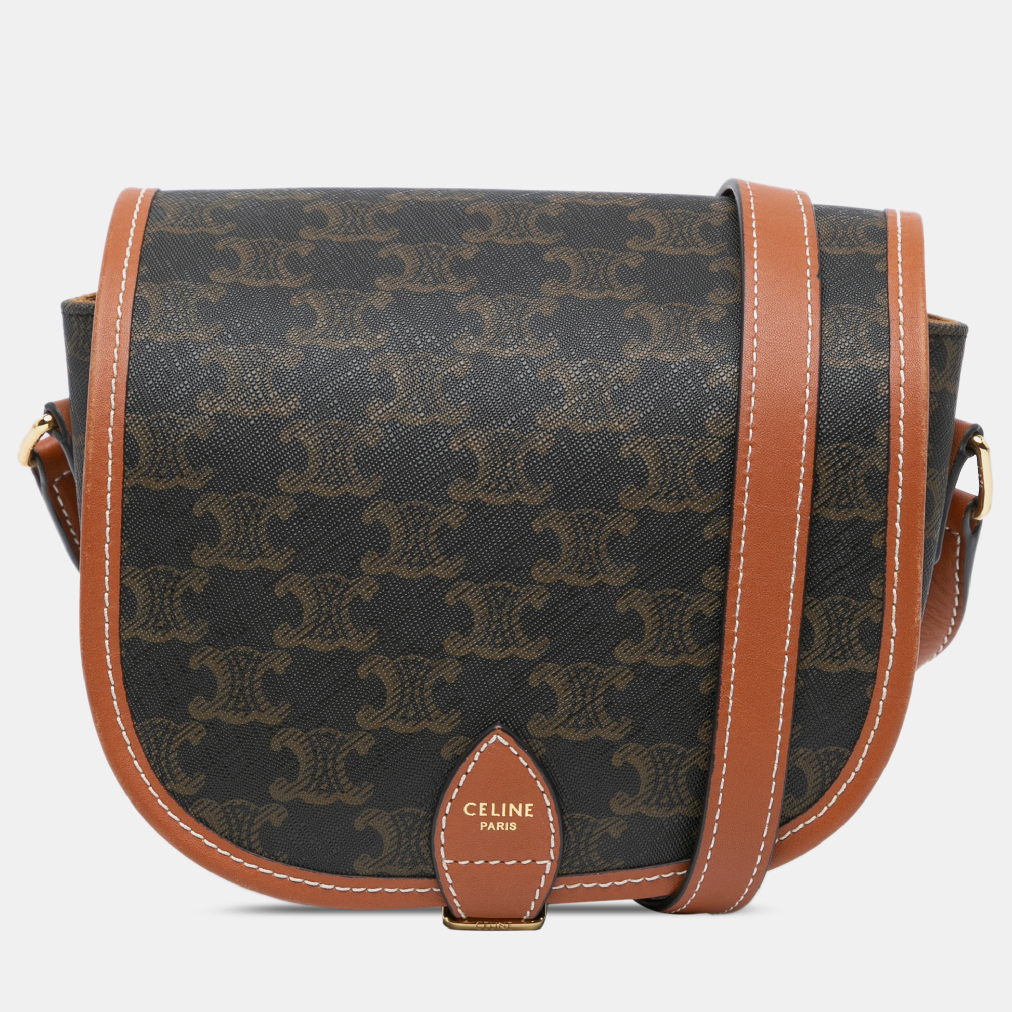 

Celine Brown Medium Triomphe Coated Canvas Folco Crossbody