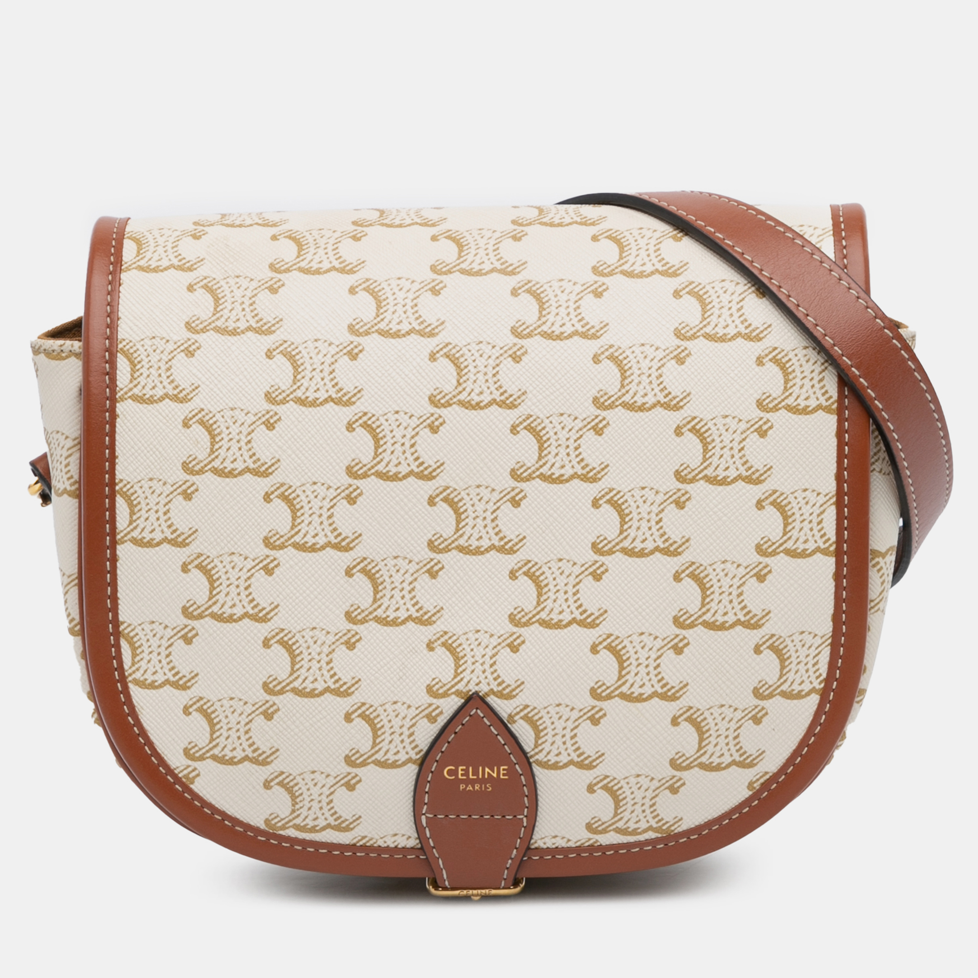 

Celine White Medium Triomphe Coated Canvas Folco Crossbody