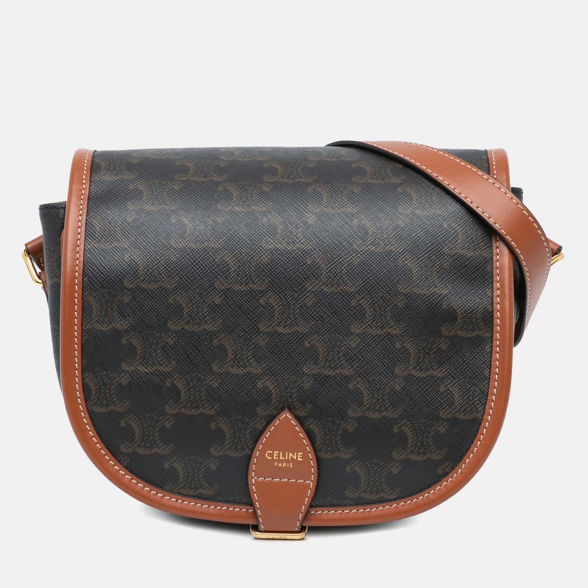 

Celine Brown Medium Triomphe Coated Canvas Folco Crossbody