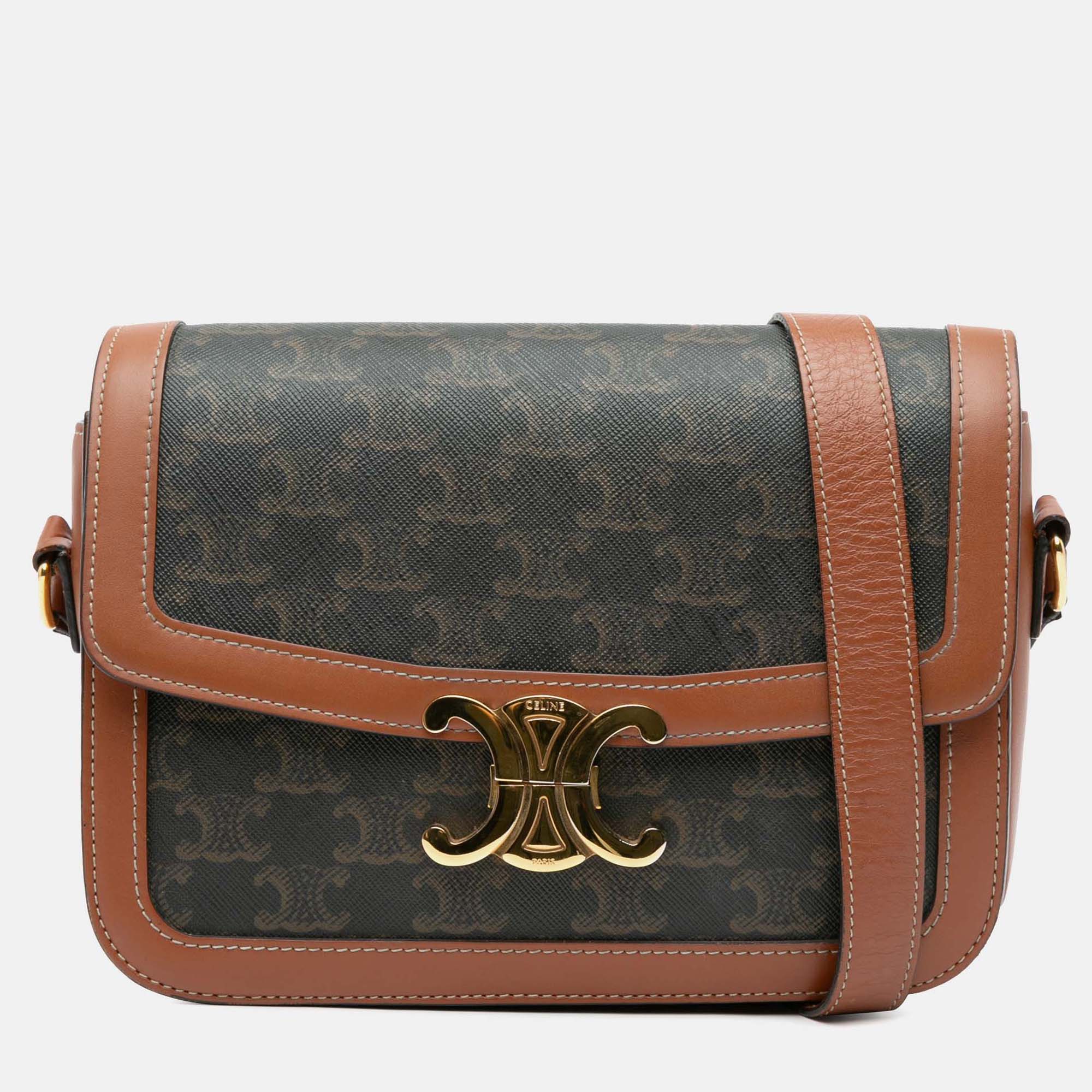 

Celine Brown Classique Coated Canvas Triomphe Crossbody