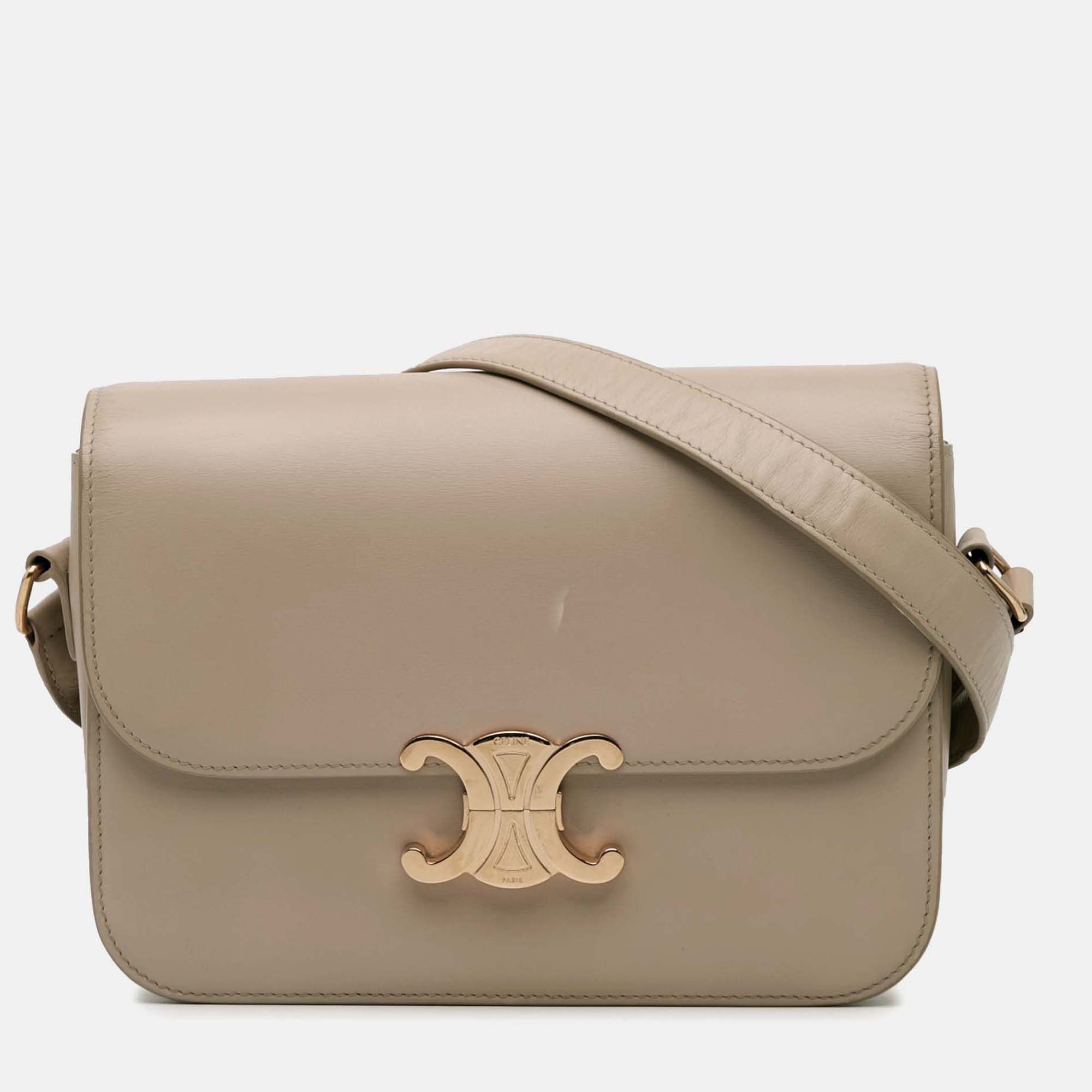 

Celine Beige Classique Shiny Calfskin Triomphe Crossbody