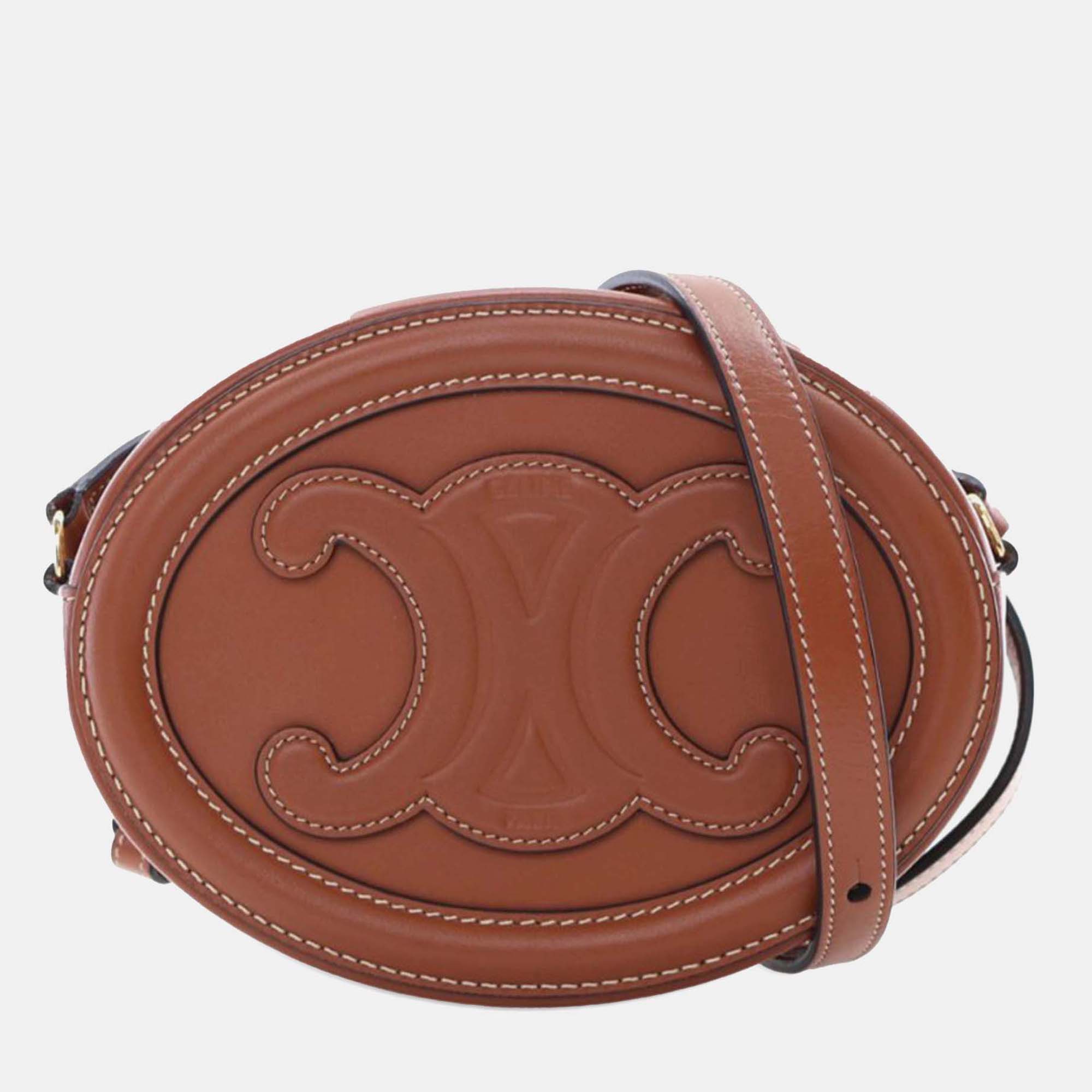 

Celine Brown Small Calfskin Cuir Triomphe Oval Crossbody