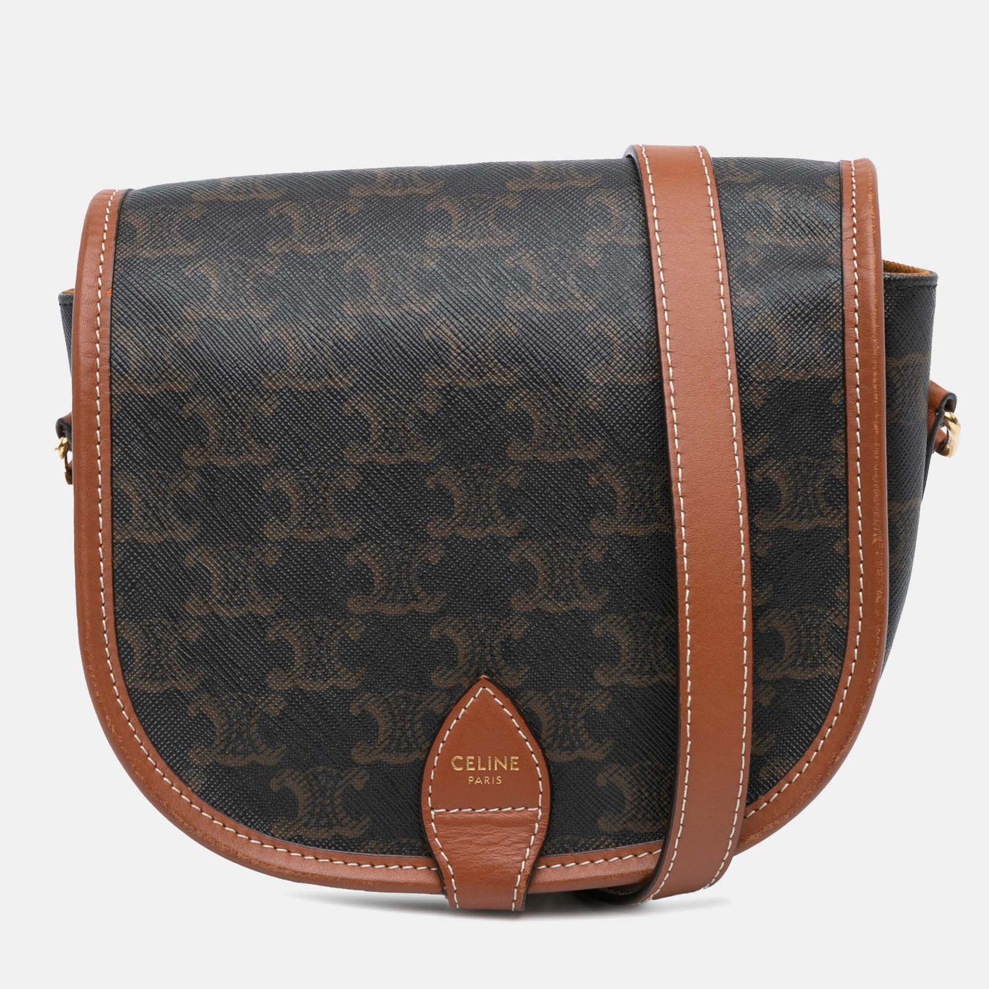 

Celine Brown Medium Triomphe Coated Canvas Folco Crossbody