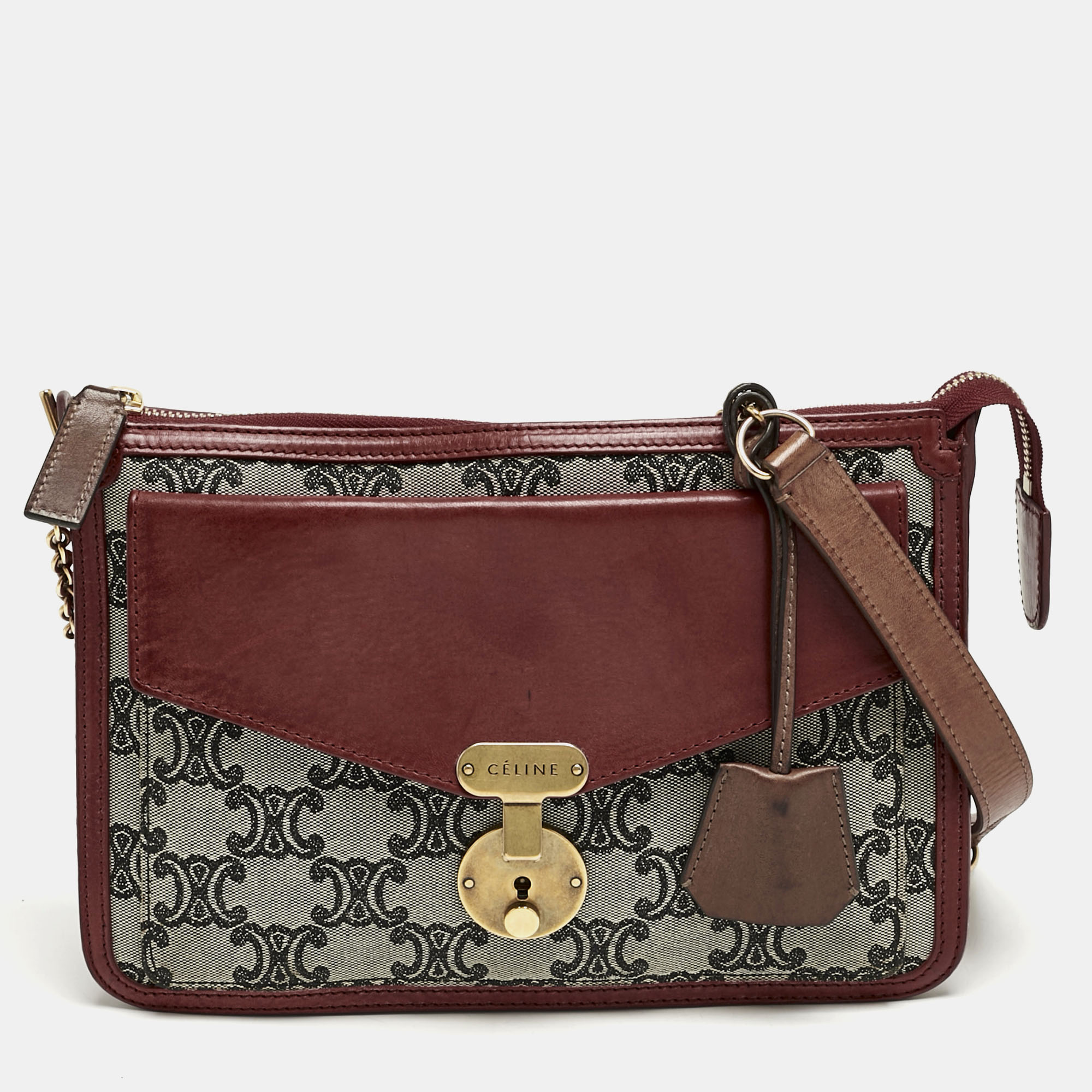 

Celine Red/Grey Macadam Canvas Envelope Chain Clutch