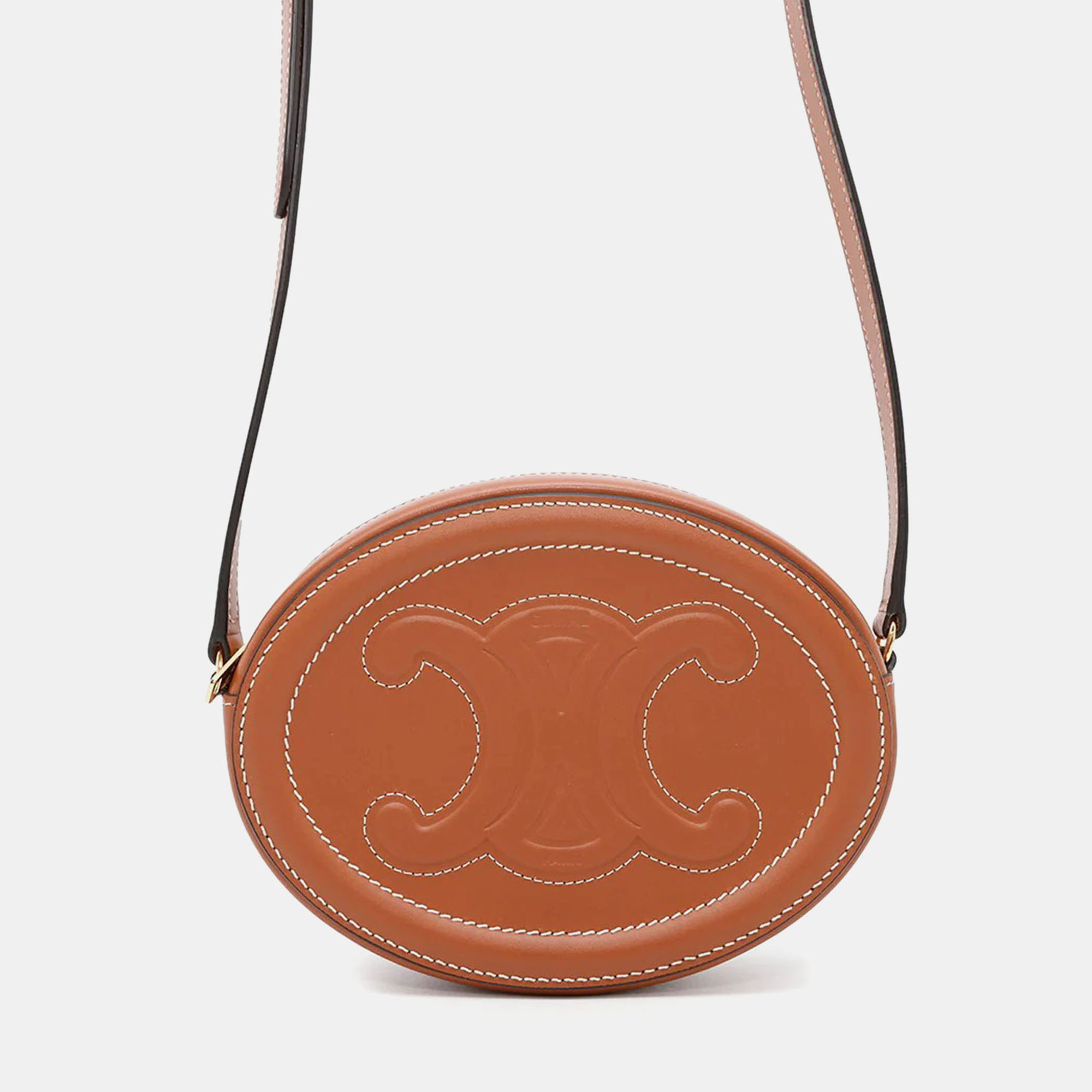 

Celine Cuir Triomphe Oval Purse Shoulder Brown Leather