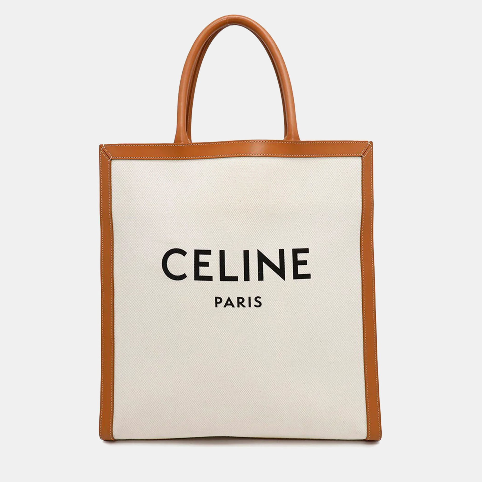 

Celine Vertical Cabas Natural/Tan Canvas Leather, Beige