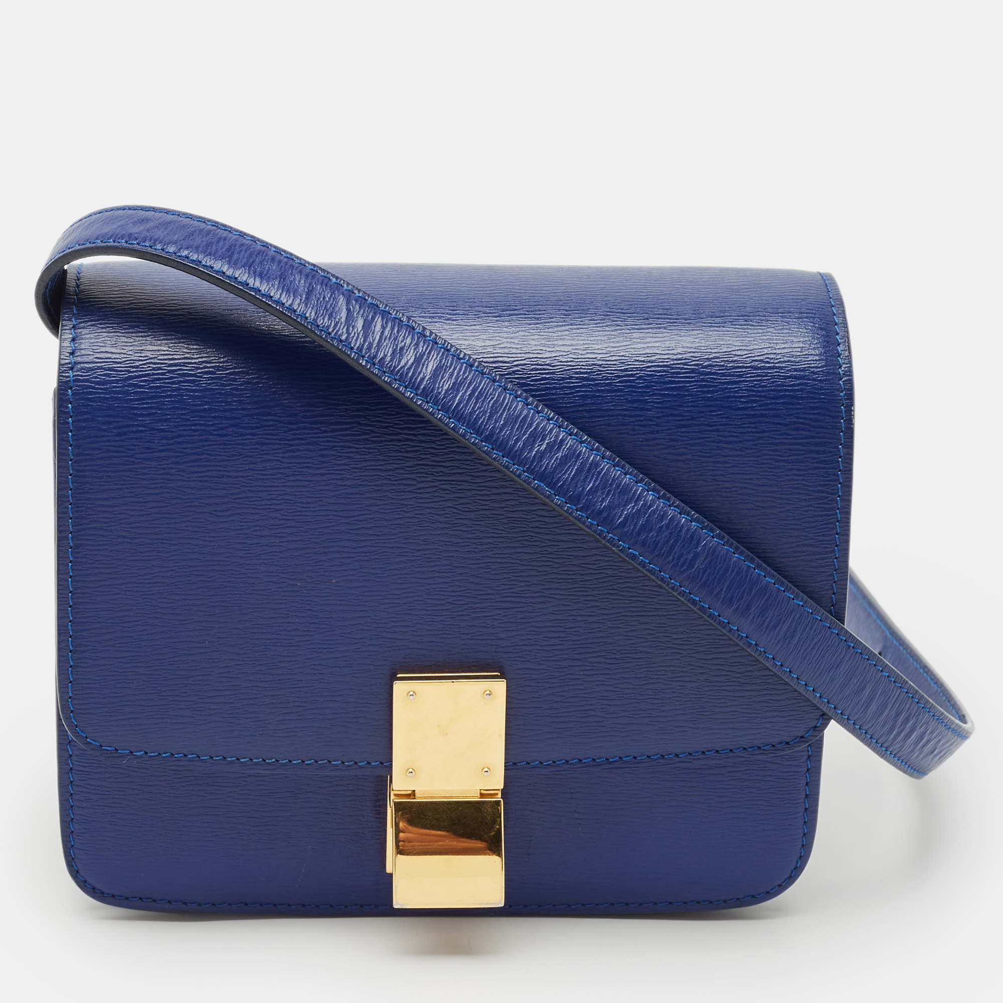 

Celine Blue Leather Small Classic Box Flap Bag