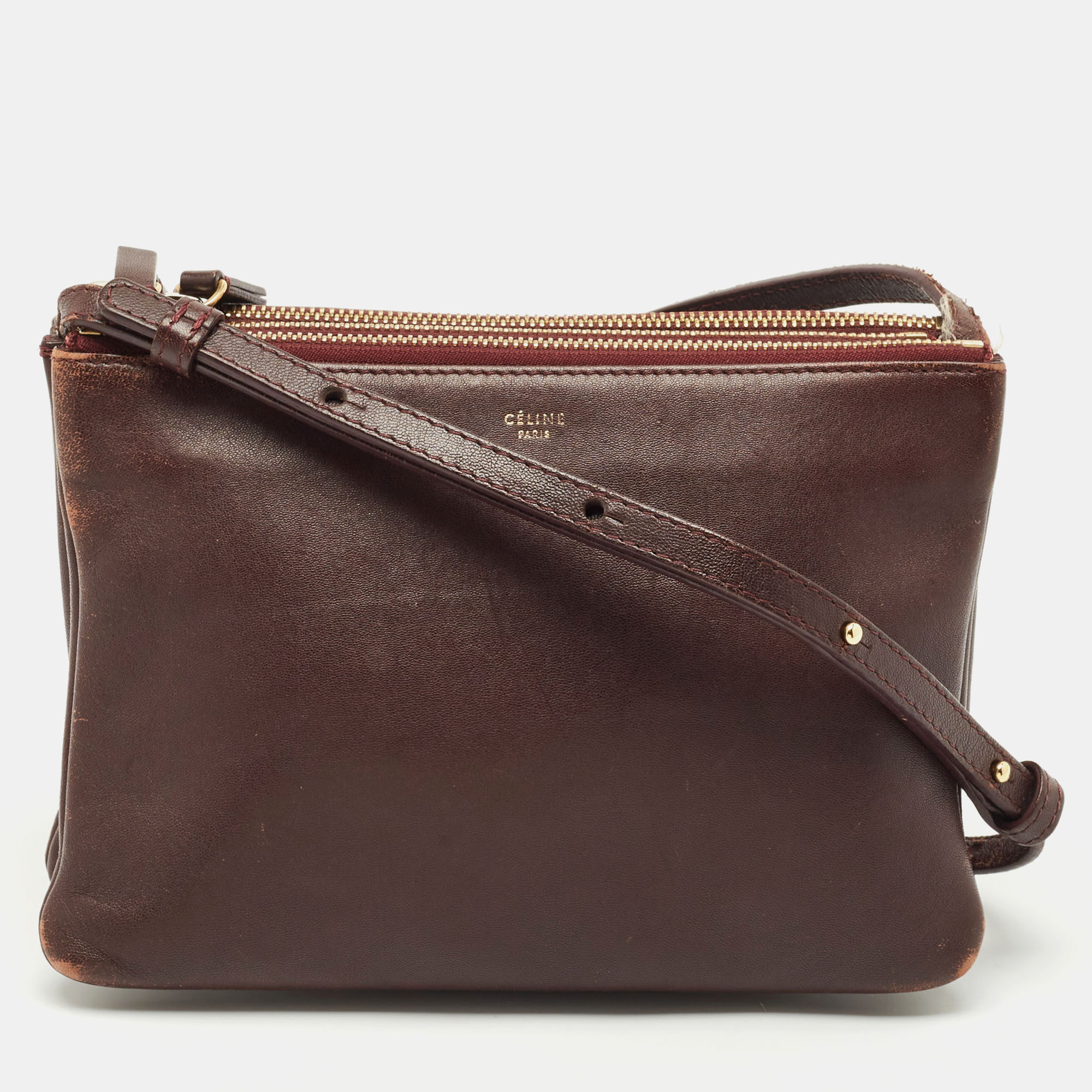 

Celine Burgundy Leather Small Trio Crossbody Bag